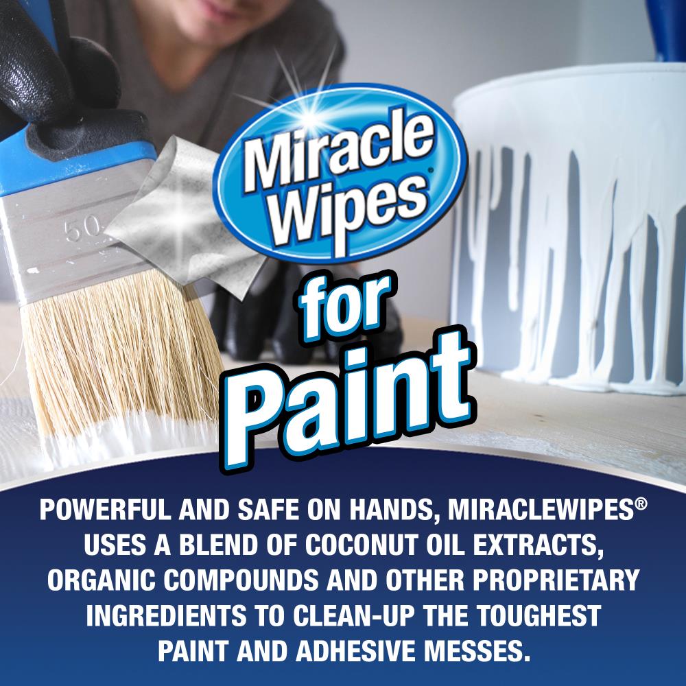 Miracle Brands MiracleWipes for Paint - 90 Ct, Quick and Convenient Hand,  Surface, and Tool Cleaner, Removes Paints, Stains, Adhesives