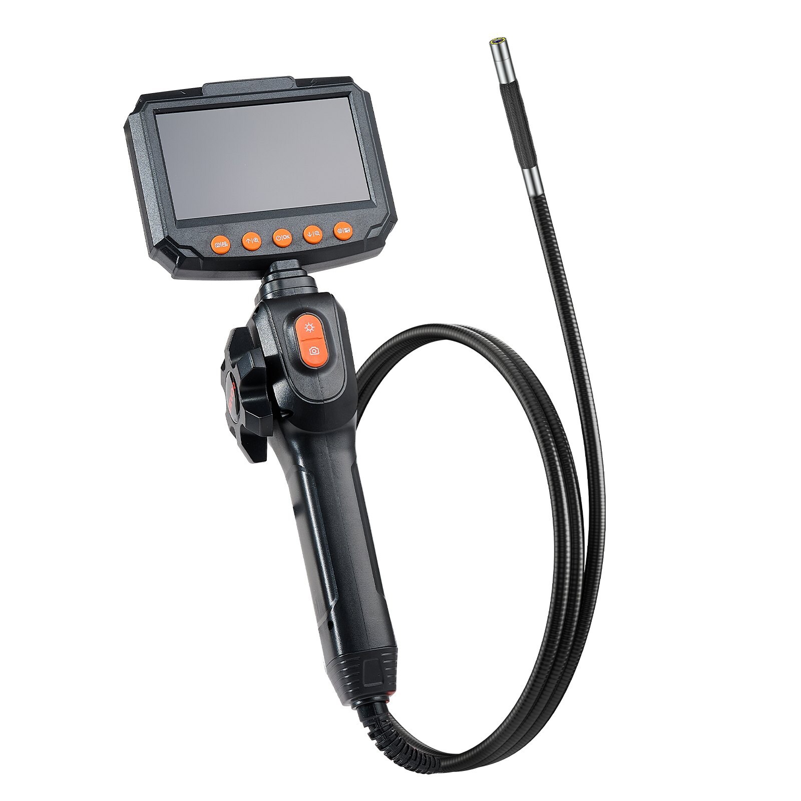 Mecale Two-Way Articulating Borescope 4.3-in IPS Screen 0.24-in Slim Lens 8X Zoom 4.9-ft Cable IP67