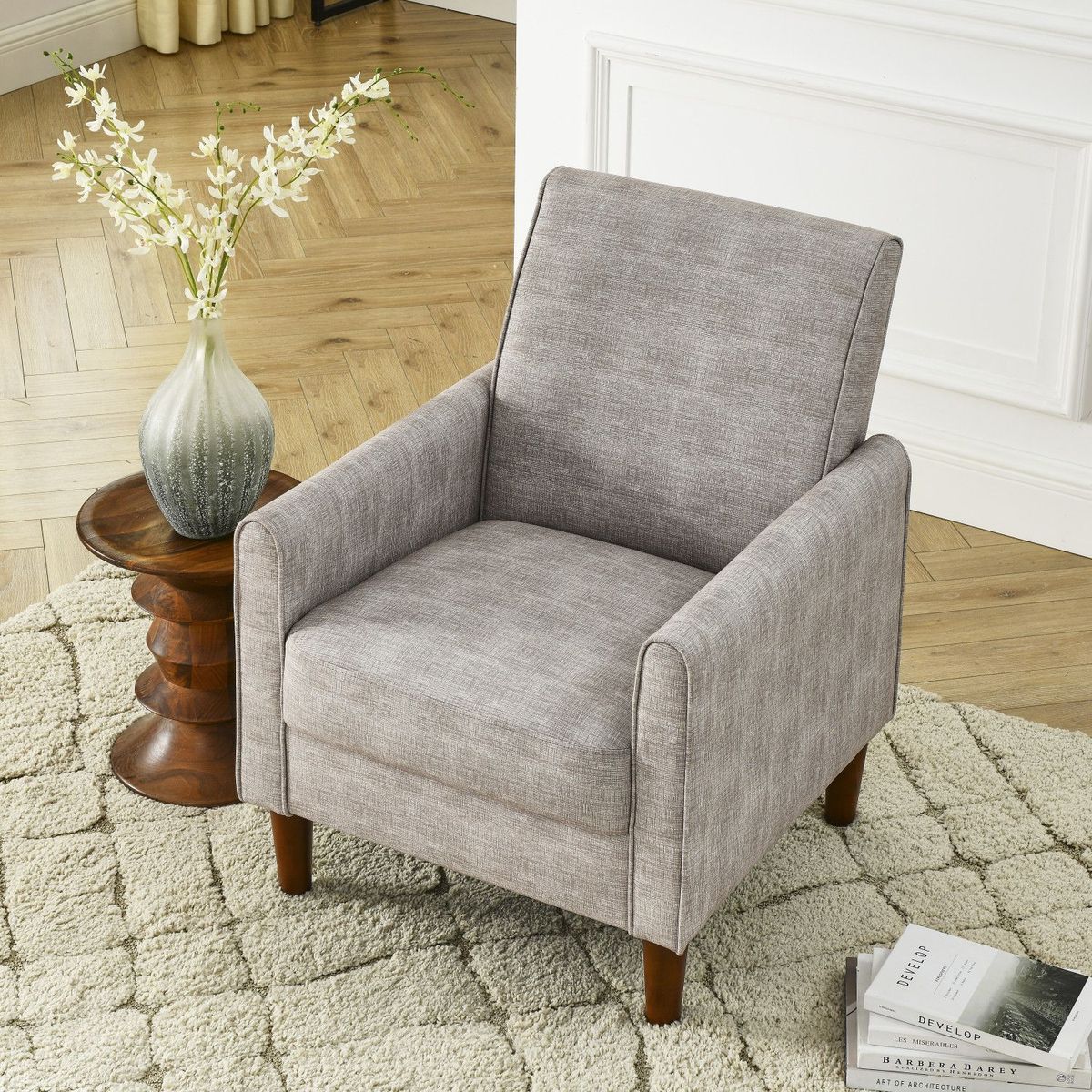 JASMODER W119355899 Mh Modern Accent Fabric Chair Single Sofa Comfy Upholstered Arm Chair Living Room Furniture