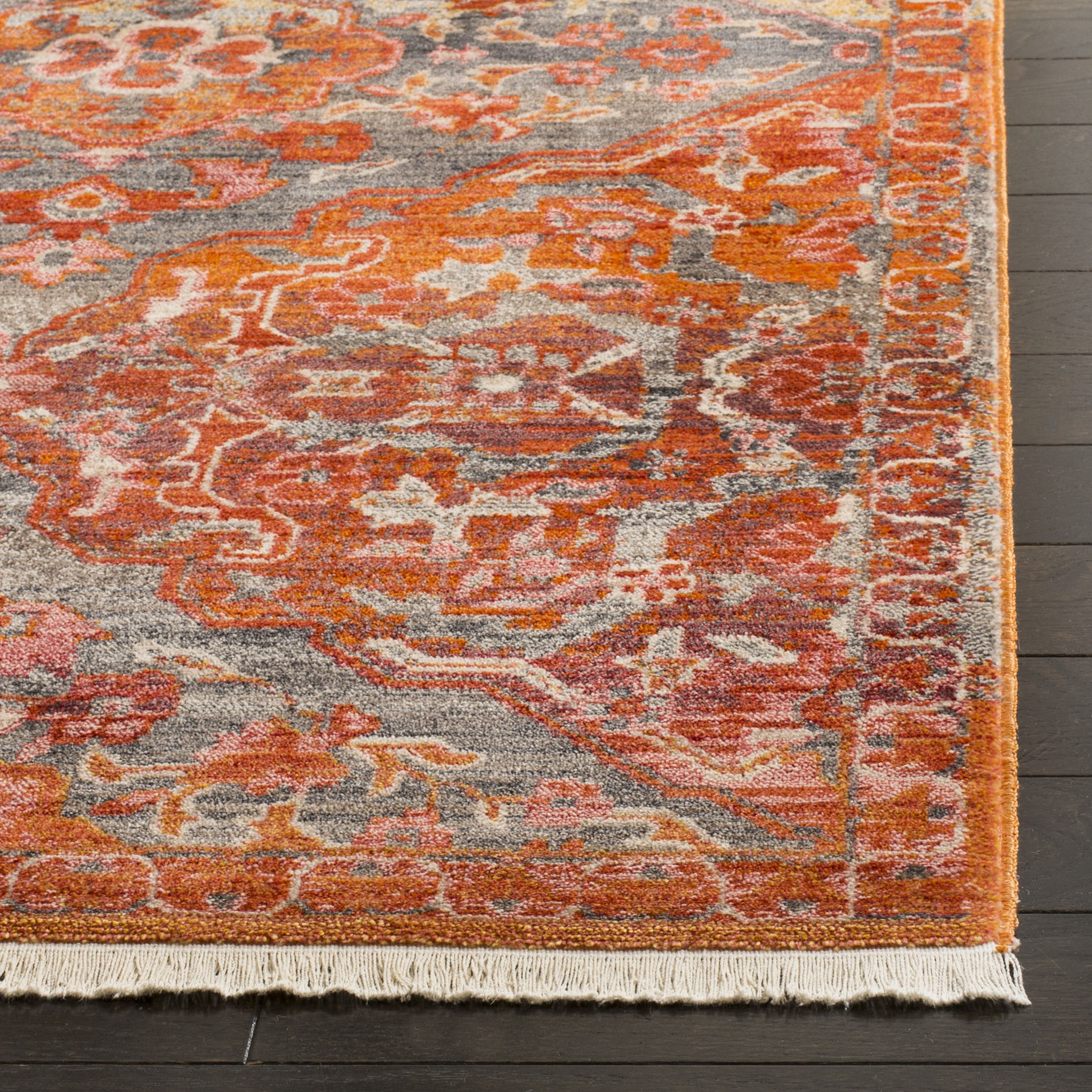 Hand-knotted Red and Aqua Synthetic Rectangular Area Rug 4' x 6'
