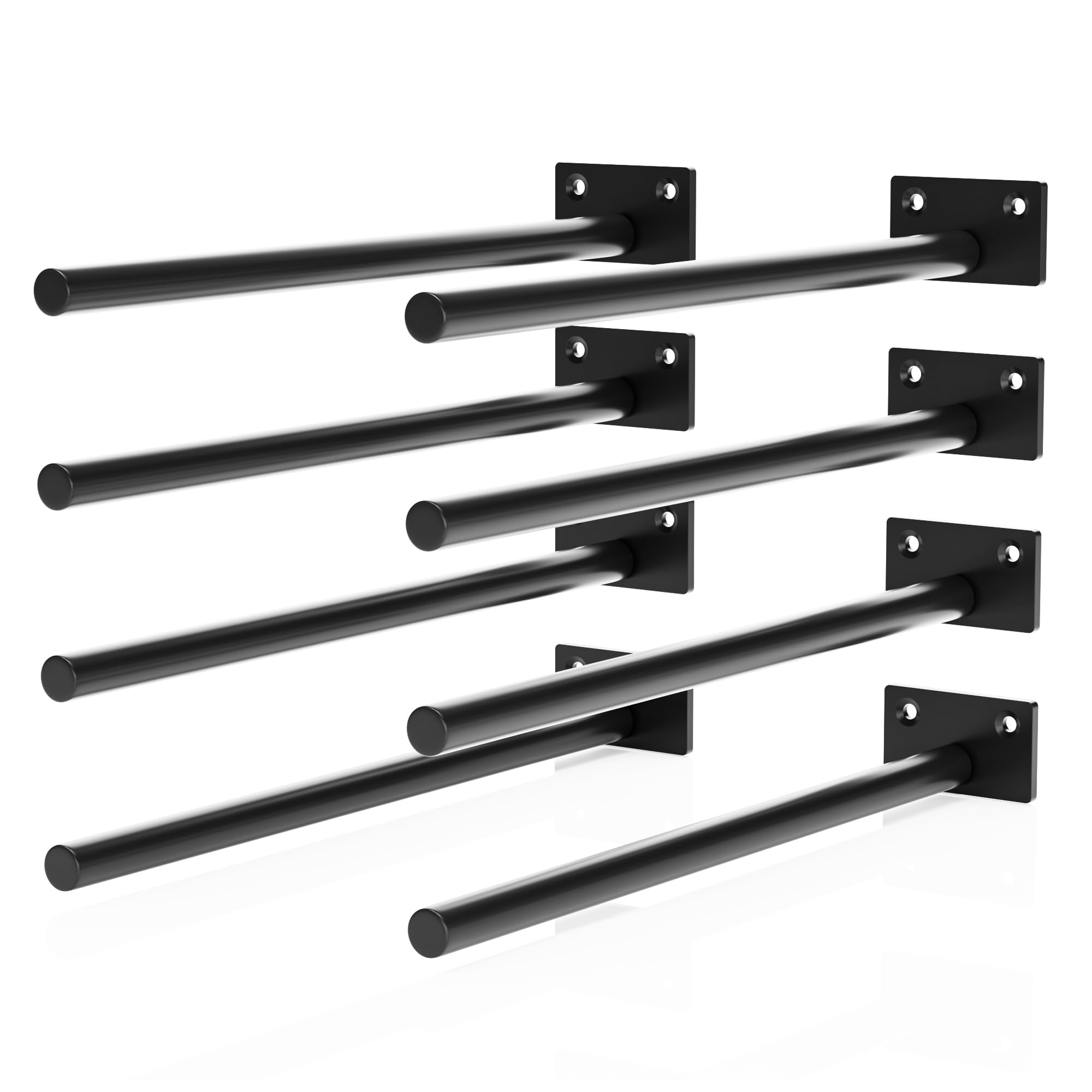 Misopily  8 pcs 10 inch Floating Shelf Brackets Heavy Duty Hidden Supports for Wood Shelves with Screws and Wall Plugs Black Steel Wall Mount