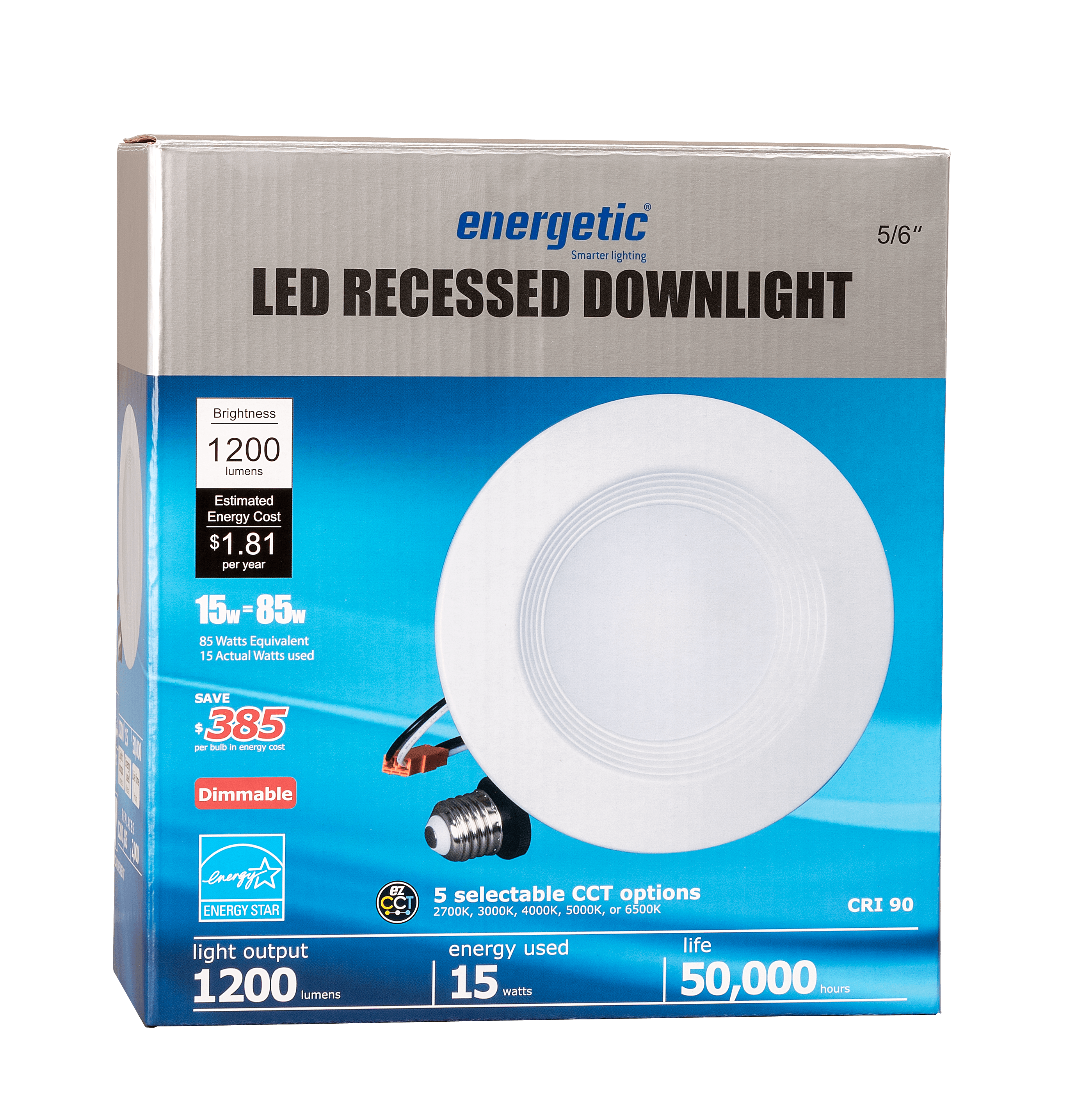 Kortfattet hjørne spontan Energetic Lighting E3DL White 5-in or 6-in 1200-Lumen Switchable Round  Dimmable Recessed Downlight (18-Pack) in the Recessed Downlights department  at Lowes.com