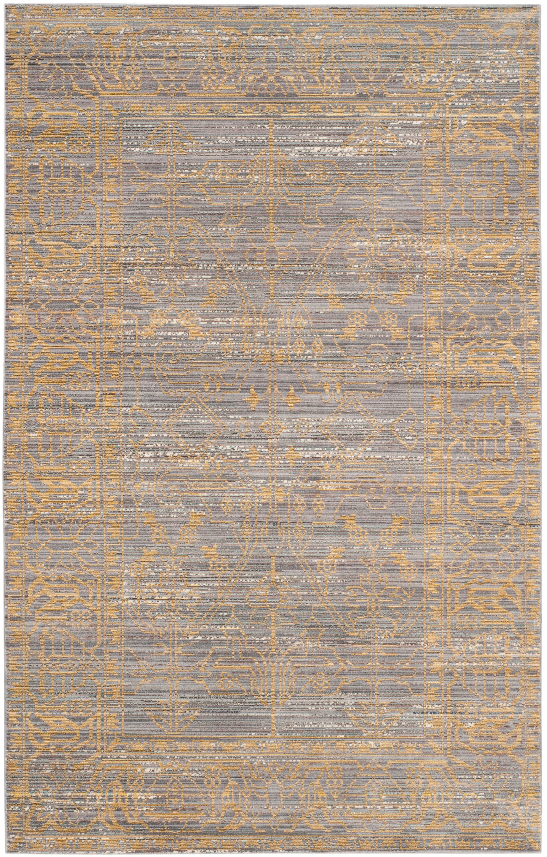 Safavieh VAL104E-5 Valencia Samara 5 x 8 (ft) Loomed Polyester Gray/Gold Rectangular Indoor Distressed/Overdyed Vintage Area rug