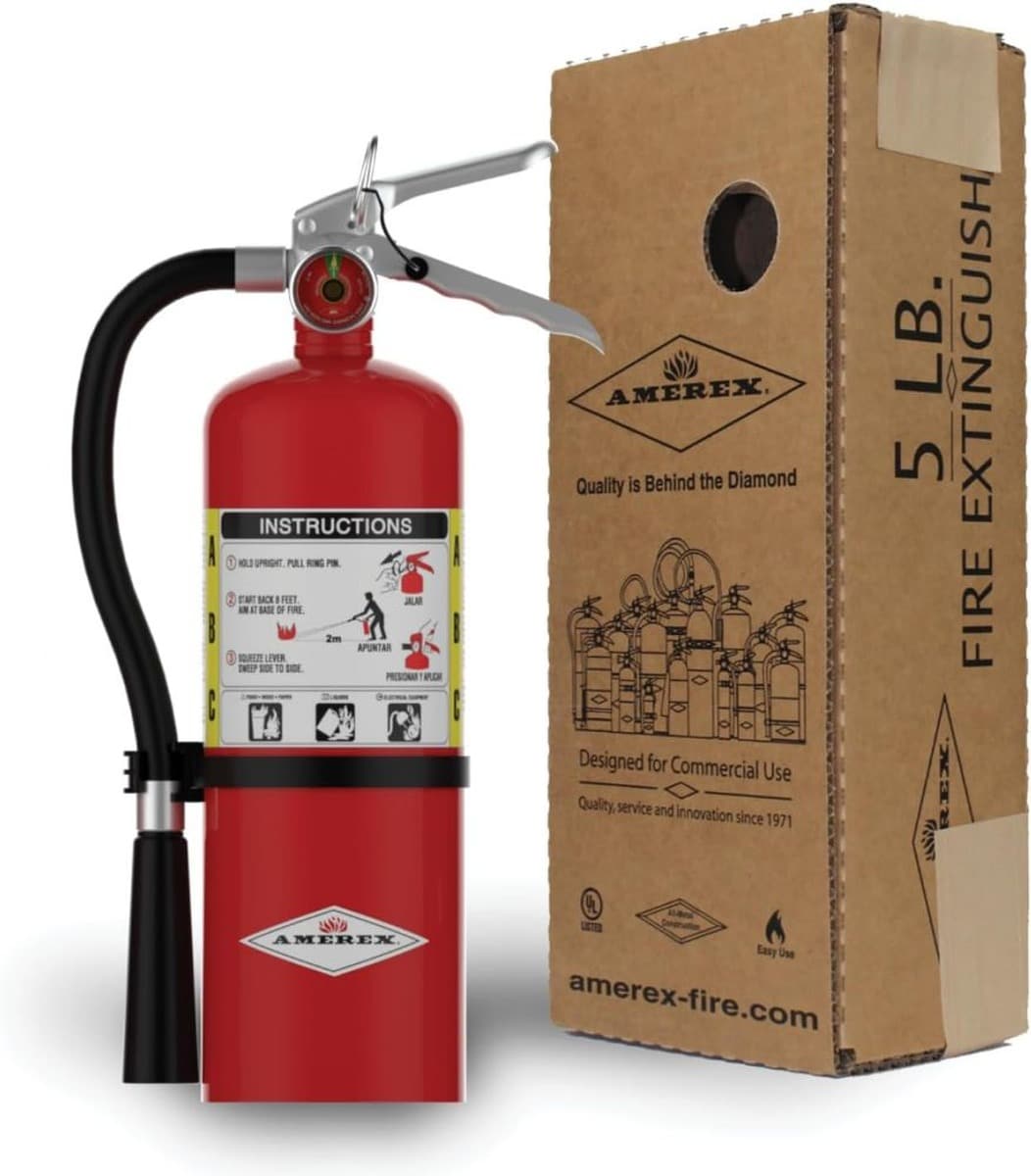 Amerex  B500 5lb ABC Dry Chemical Class A B C Multi-Purpose 5 Pound Fire Extinguisher with Wall Bracket.