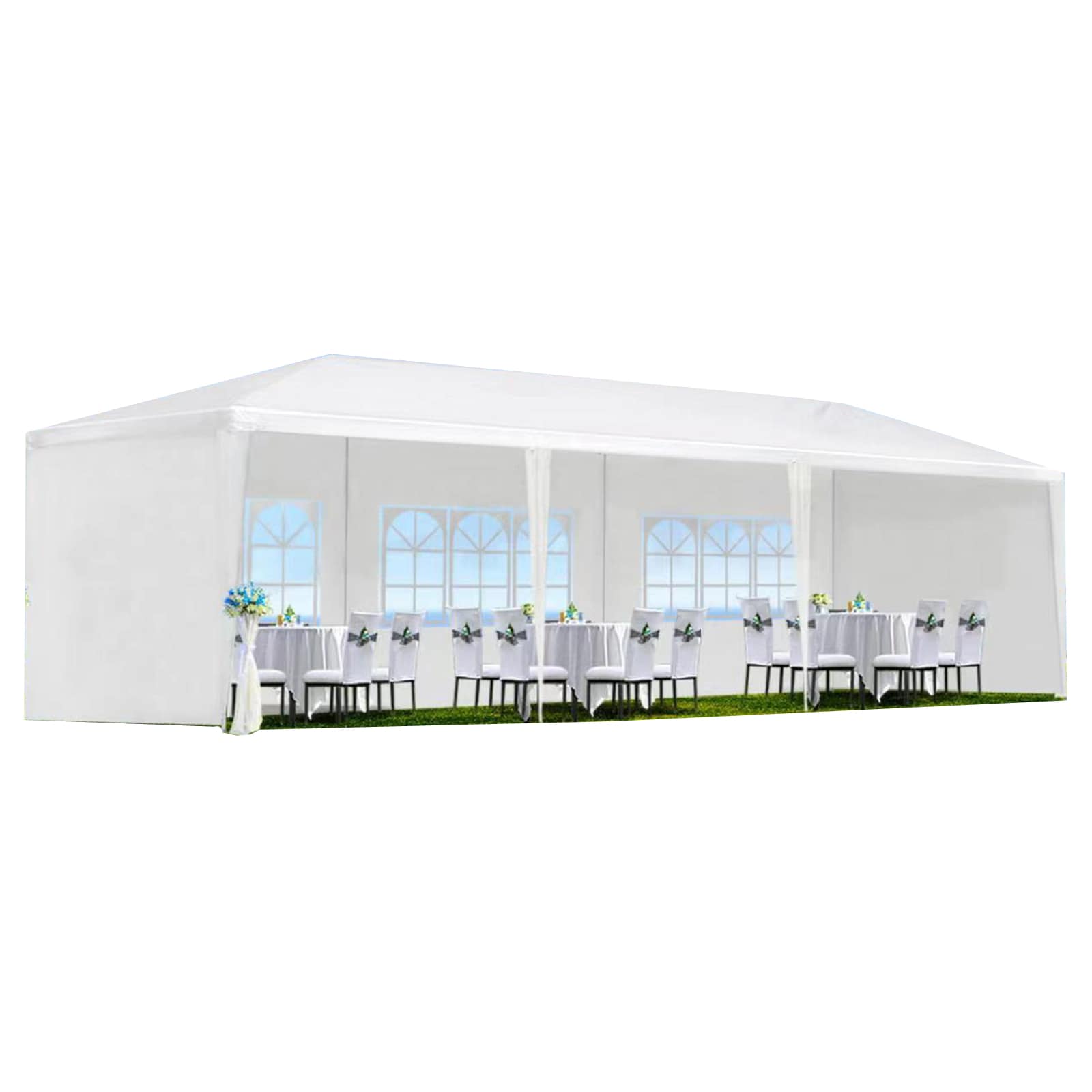 LIVIZA GAG137302 30-Feet x 10-Feet Rectangle White Party canopy