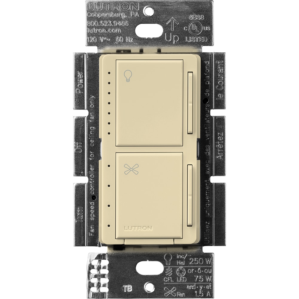 Lutron MACL-LFQ-IV Maestro Fan and Light Control 1.5 -Amp 4-speed Touch Fan Control Ivory