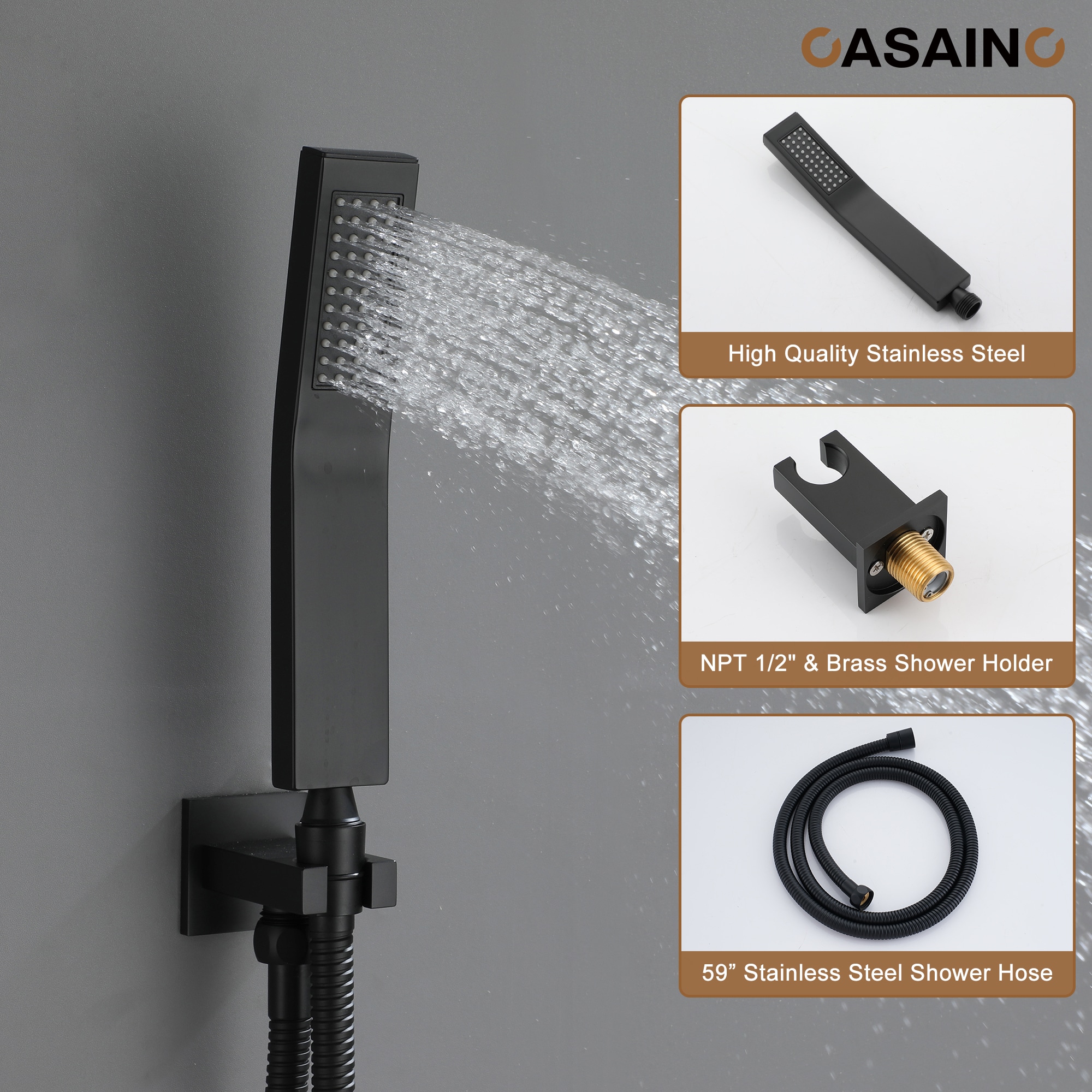 CASAINC HM-T207-SQ-BN Showerhead-Bar-Panels - View #5