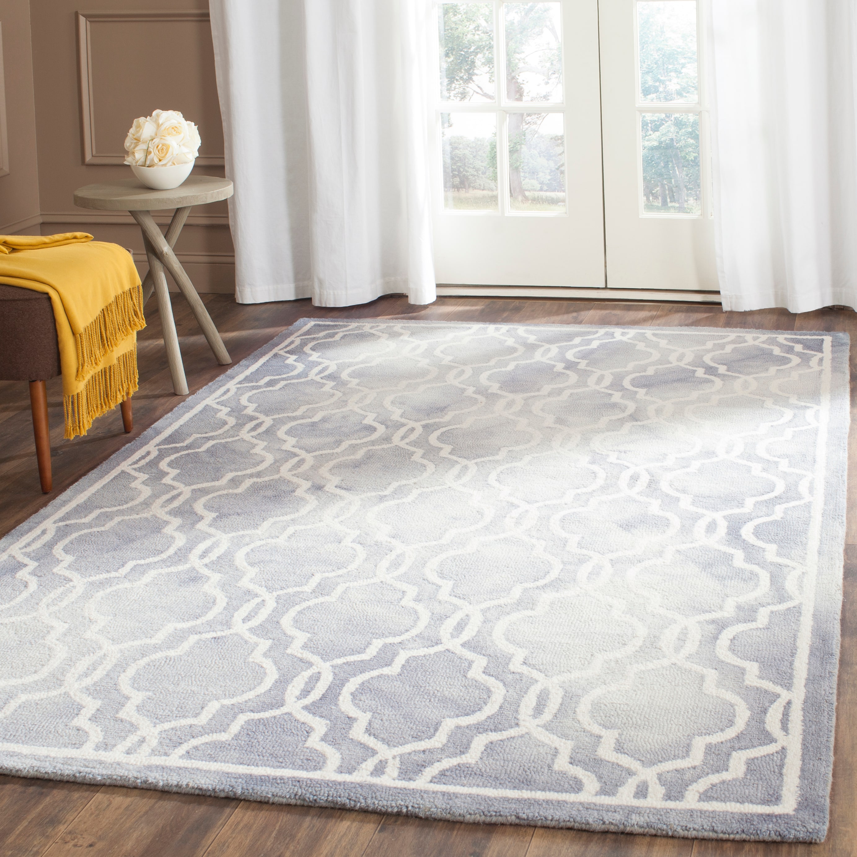 Safavieh DDY539C-24 Dip Dye Maribeth 3 x 4 (ft) Tufted Wool Gray/Ivory Rectangular Indoor Trellis Bohemian/Eclectic Throw rug