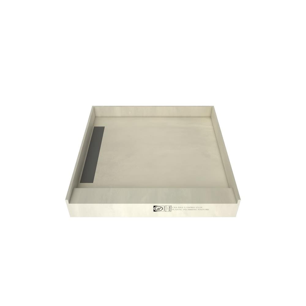 Tile Redi WF4848L-PVC 48-in W x 48-in L Made for tile Single Threshold Square Shower pan base with 4.5-in H Threshold (Left Drain)