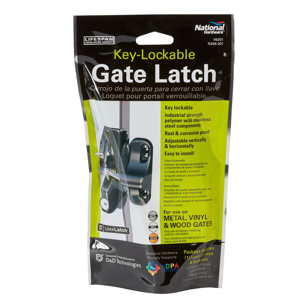 National Hardware 4-7/10-in Black Gate Lock in the Gate Hardware department  at