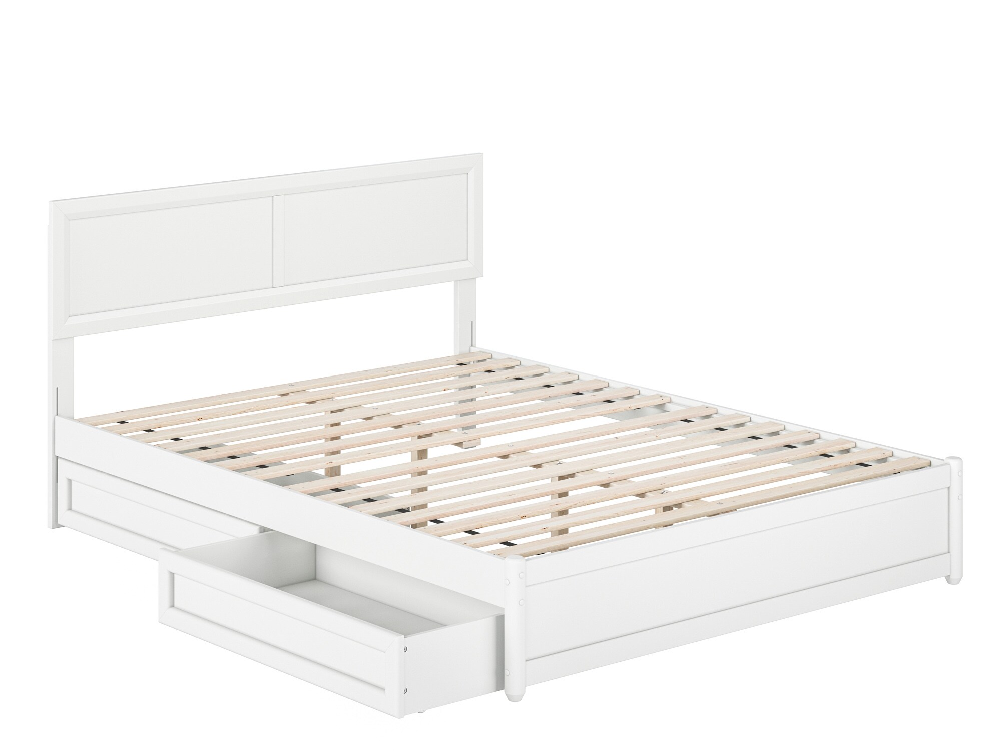 AFI Lylah White Queen Wood Platform Bed with Storage