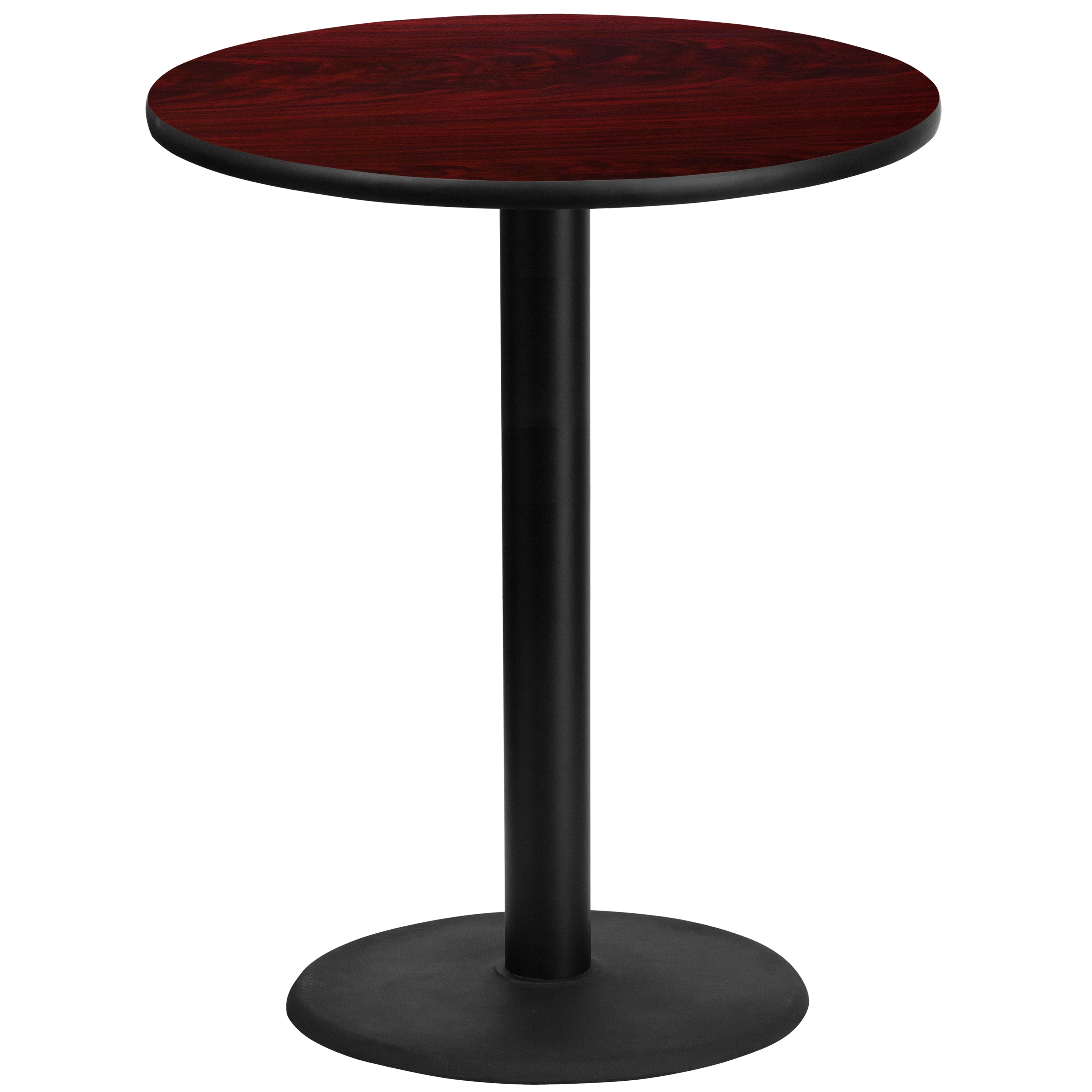 Flash Furniture 889142007289 Mahogany Round Contemporary/Modern Bar Table, Wood veneer with Black Metal Pedestal Base 36-Inches L x 43.13-Inches H