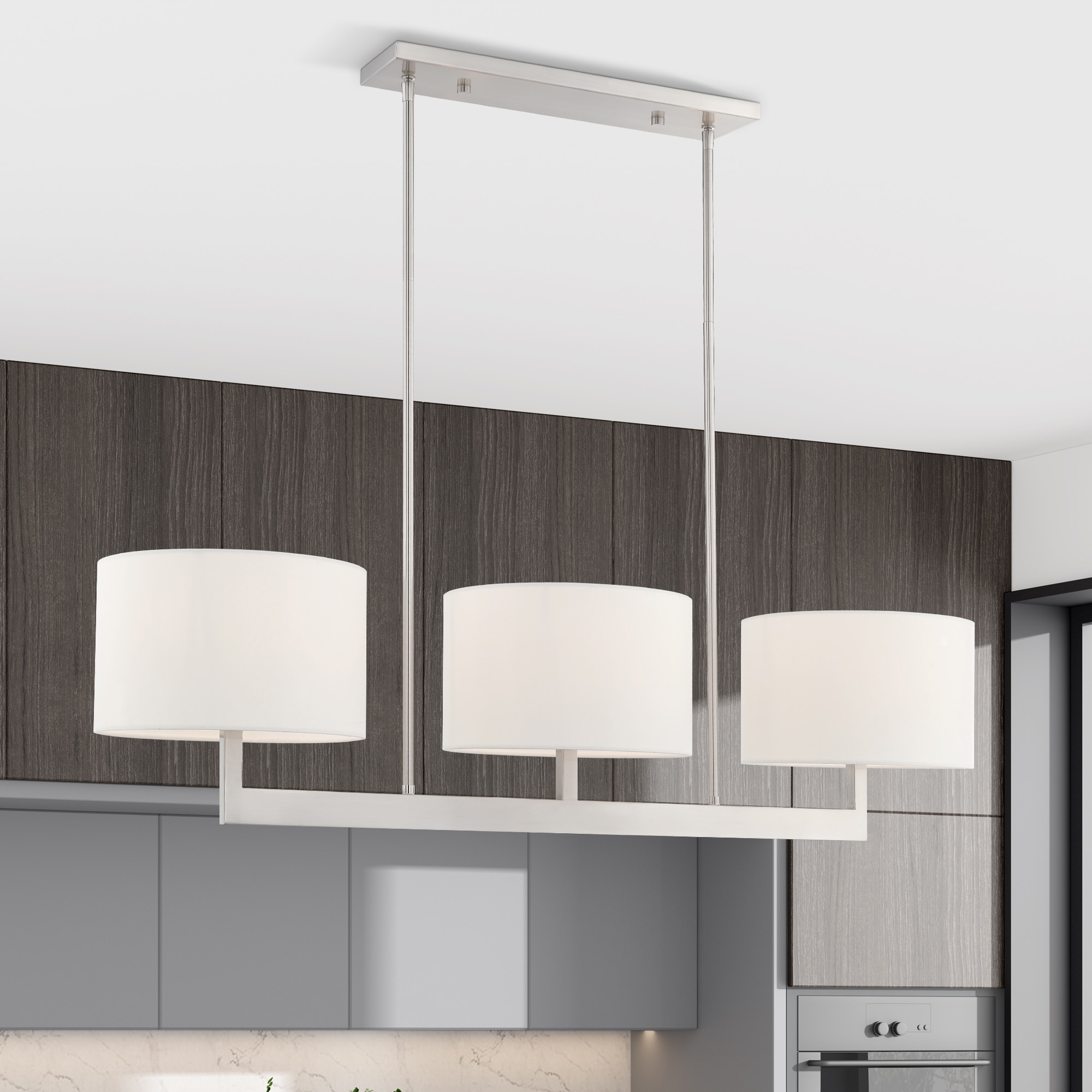 Hayworth Contemporary Brushed Nickel 3-Light Linear Chandelier