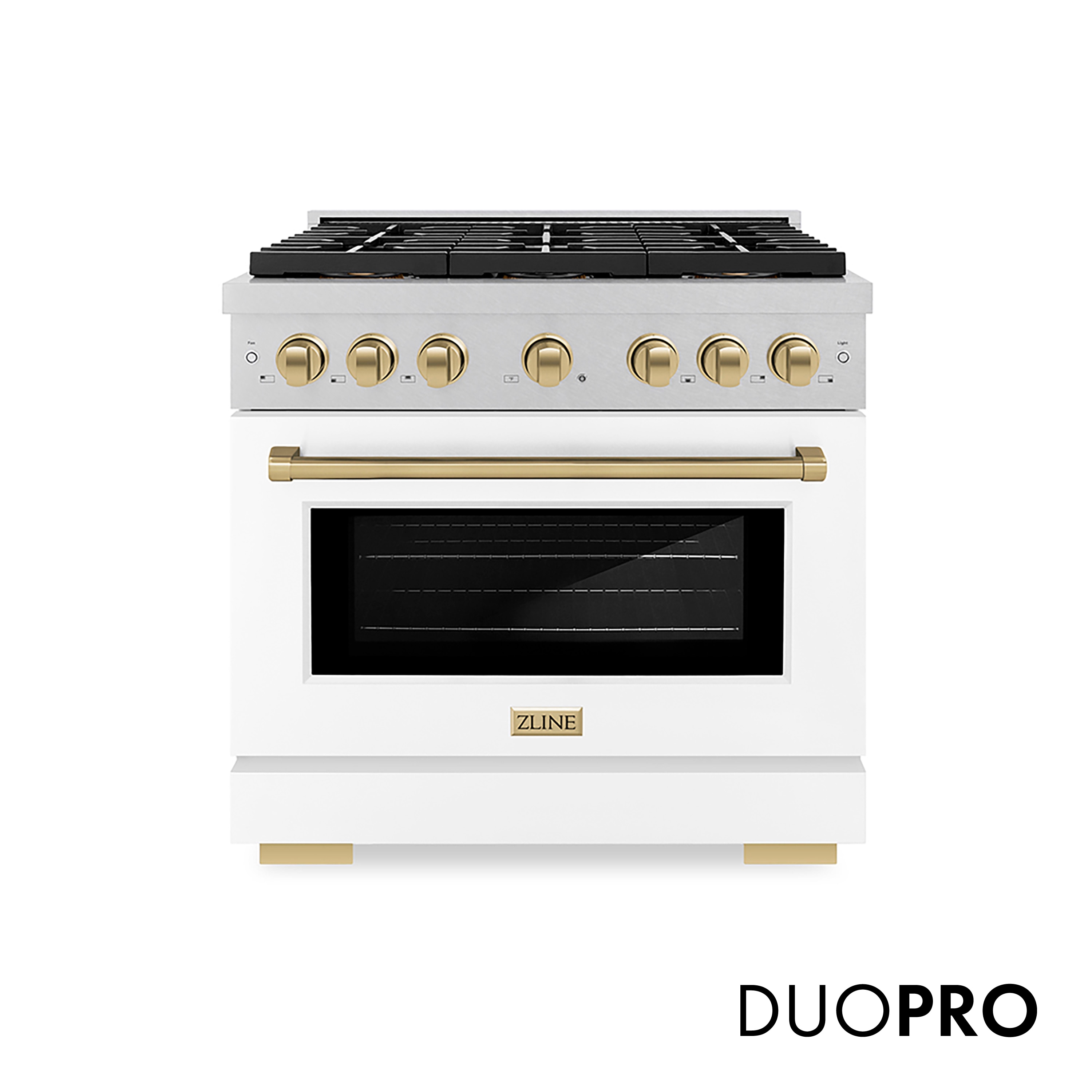 Paramount 36-in Deep recessed 6 burners Convection Oven Freestanding Dual Fuel Range ( Satin Stainless Steel w/White Matte Door )
