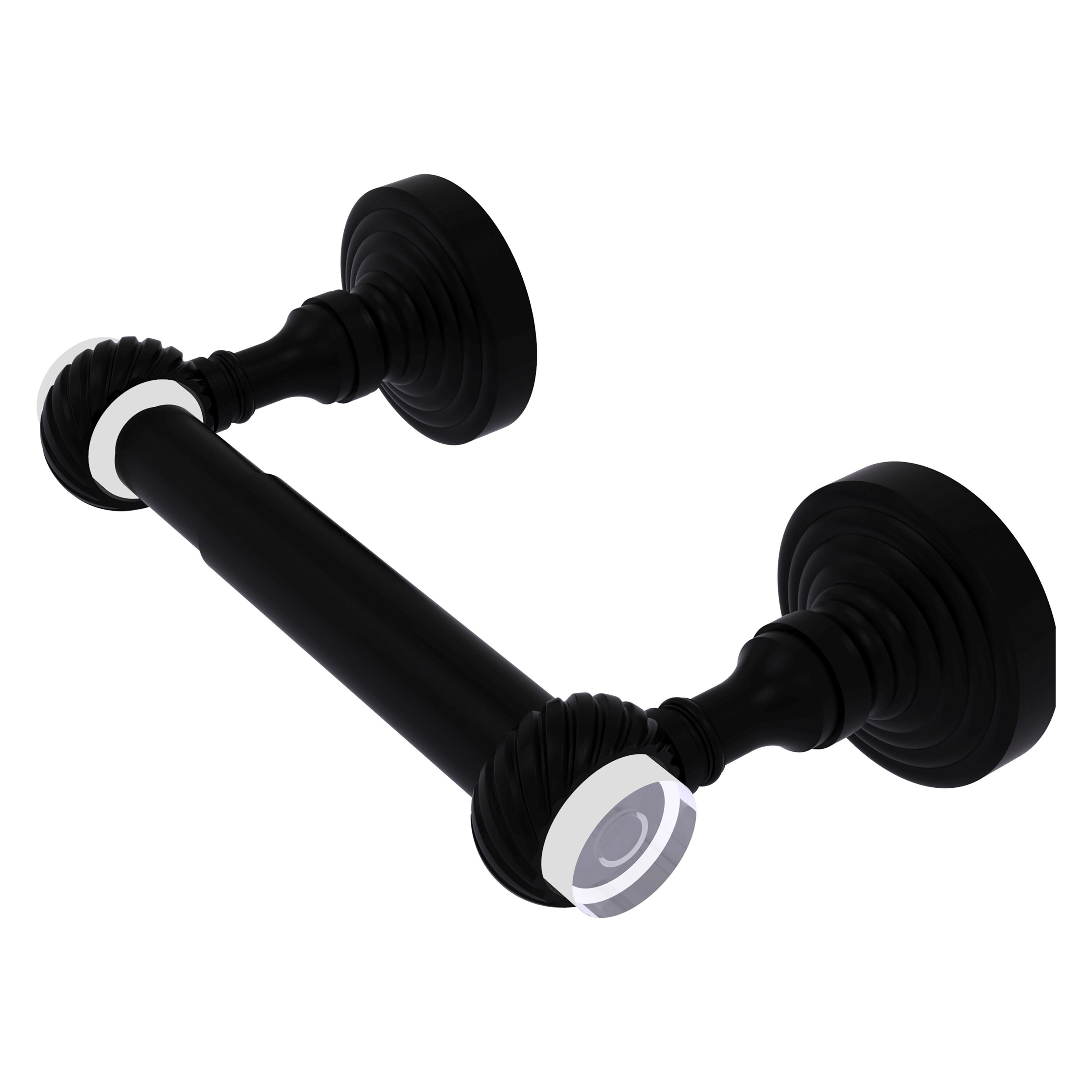 Allied Brass PG-24T-BKM Pacific Grove Matte Black Wall mount Double post Toilet Paper Holder 1 -Rolls with Storage