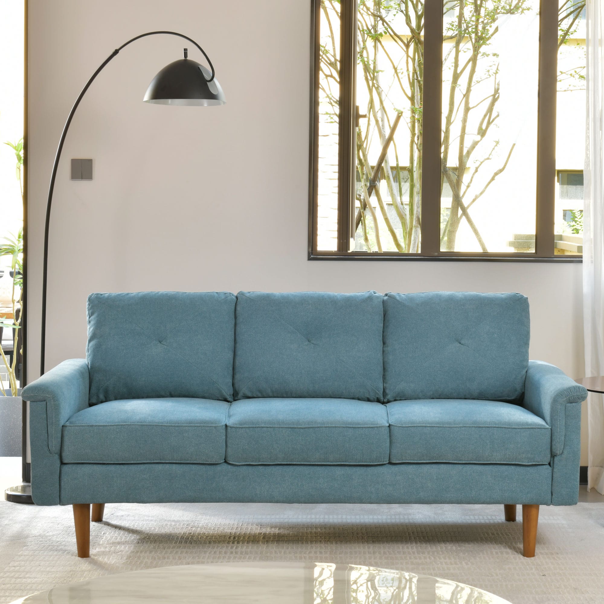 weaxty HMBNOP400 71.4-in Modern Blue 3 -seater Sofa