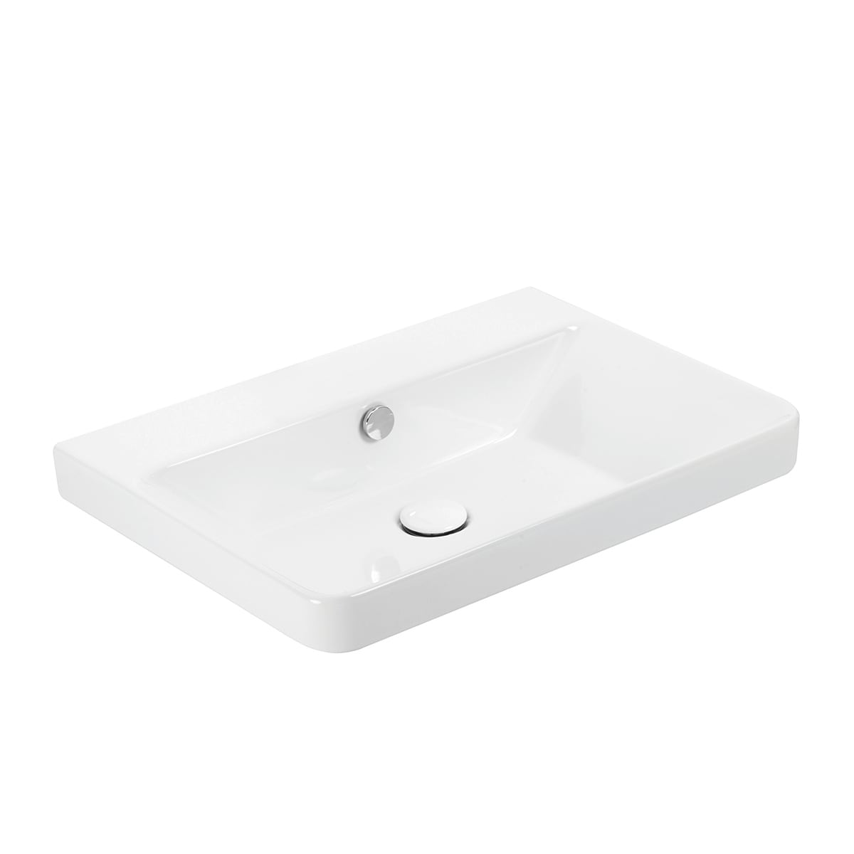 WS Bath Collections LUXURY 60.00 WG Luxury Ceramic Wall-mount Rectangular Modern Glossy White Bathroom Sink ( 23.6-Inches x 17.7-Inches )