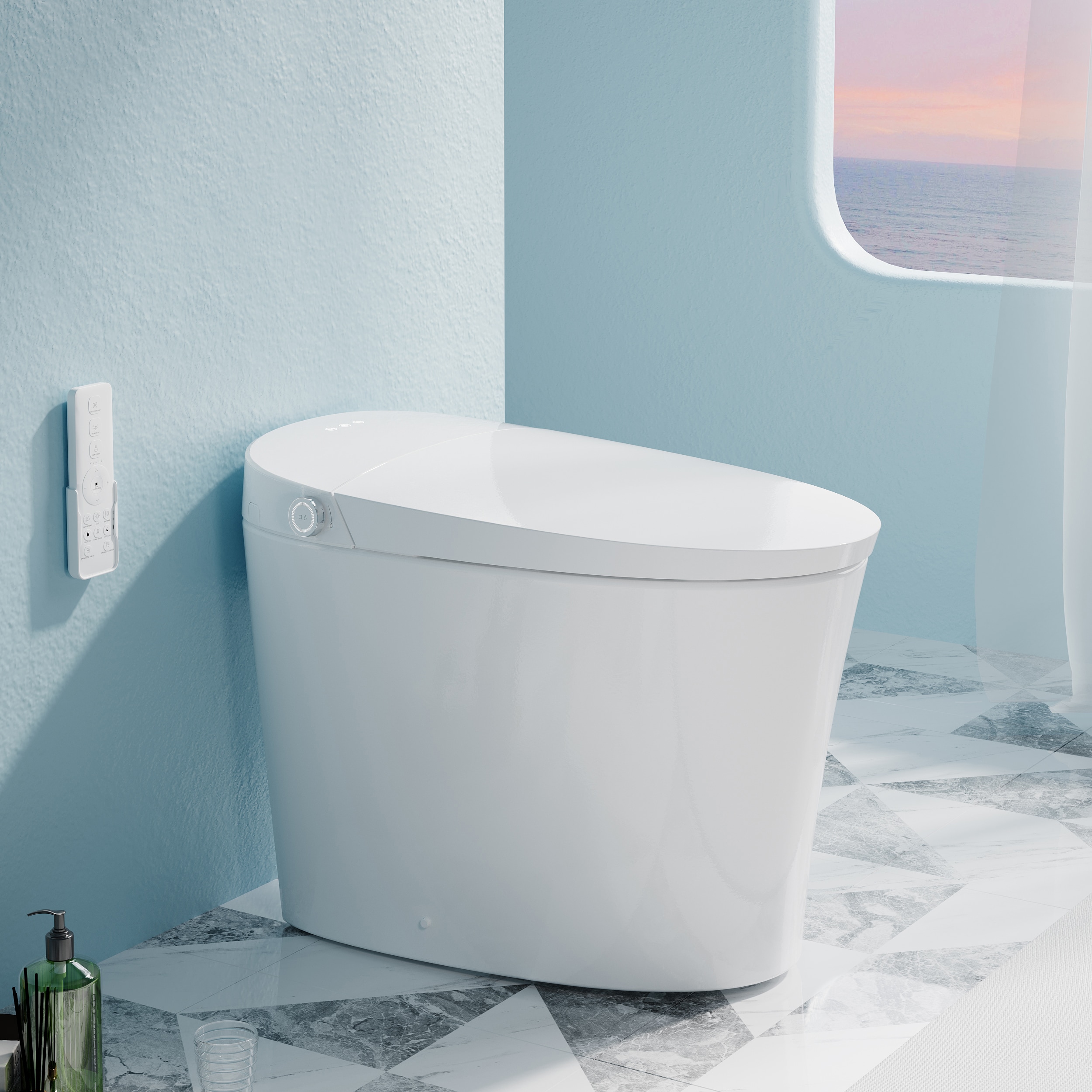 Forclover MEAM-TO01 White Dual Flush Elongated Standard height Smart Soft Close 1-piece Bidet Toilet 12-in Rough-In 1.6 GPF