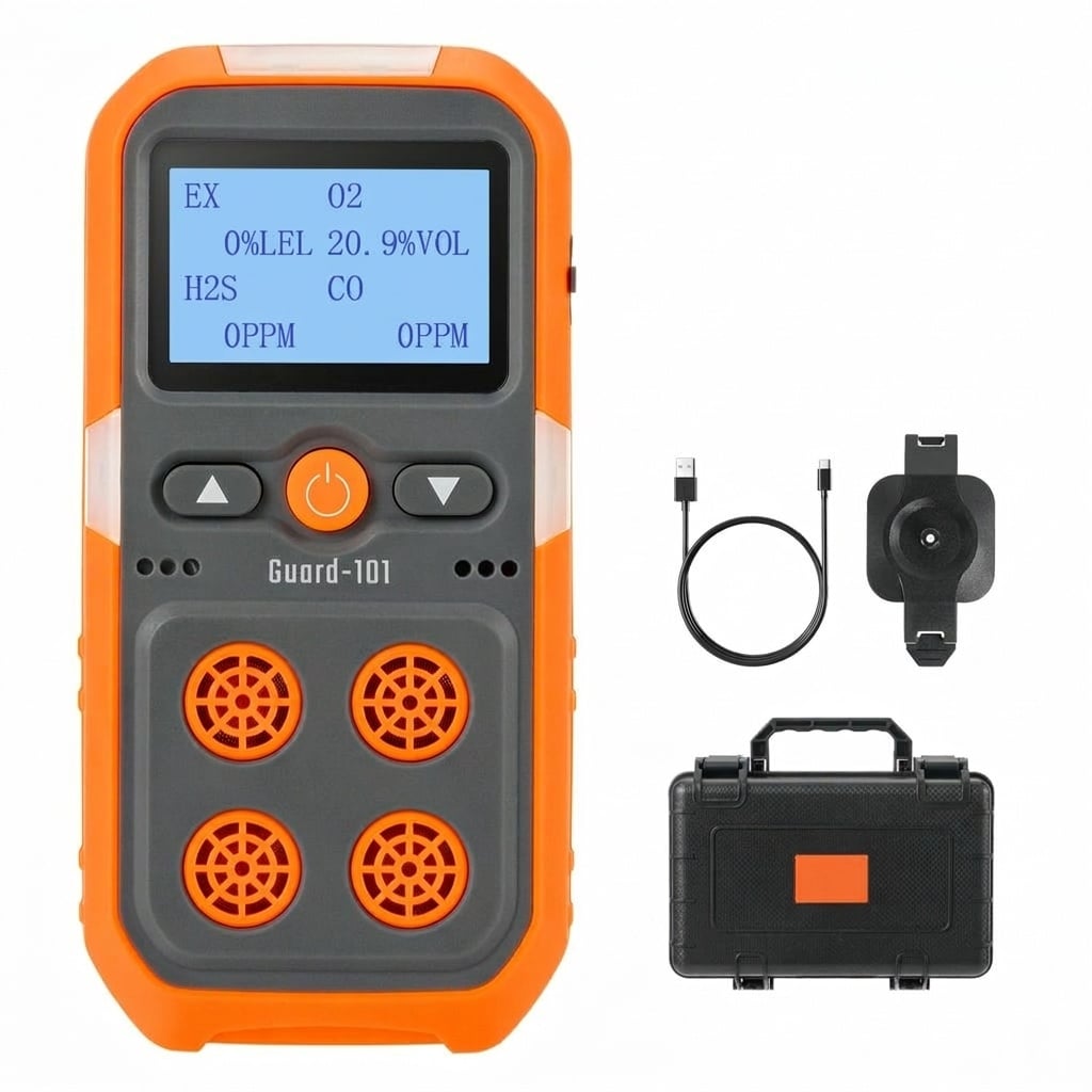 Misopily 1 Piece 4 Gas Detector H2S CO LEL O2 with Visual Audible Vibration Alarms Waterproof Dustproof Explosion Proof for Industrial and Home Use #LMS0417A11