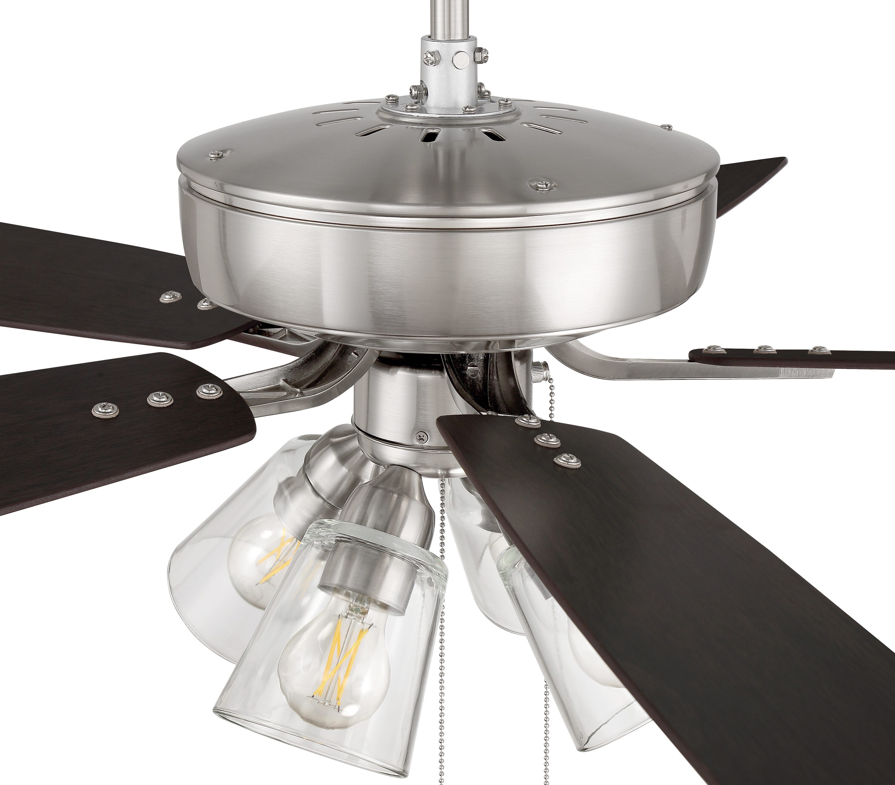 Brushed Nickel 52" Ceiling Fan with LED Lights and Reversible Blades