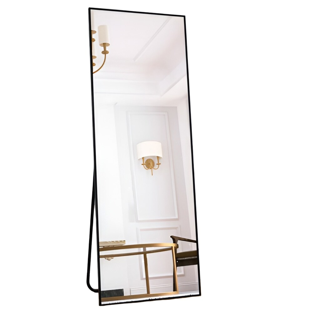 Slickblue - Black 64 Inch Full Body Floor Mirror with Stand and Wall Mount 21W x 64H Mirror for B...