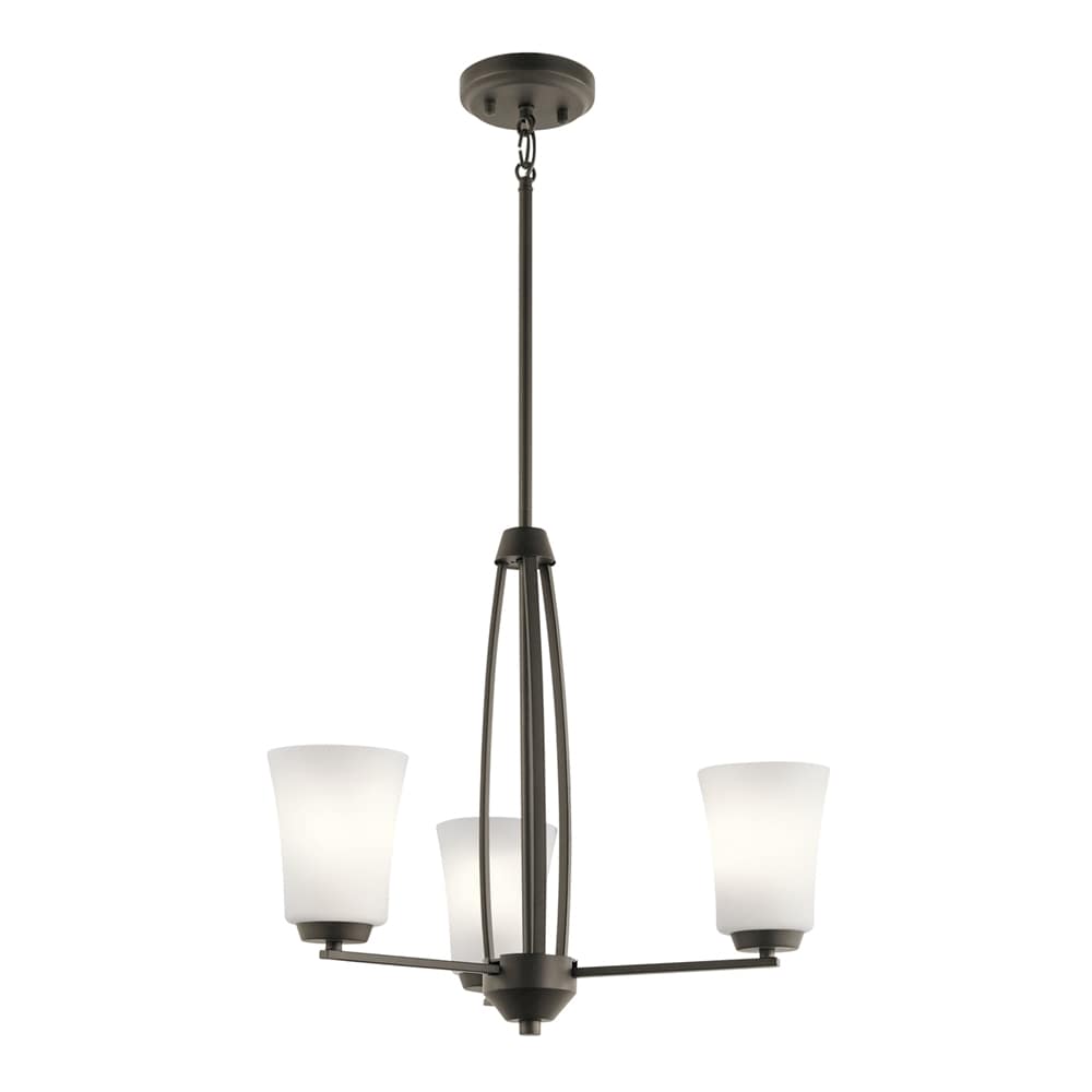 Kichler 44050OZ Tao 3 -Light Antique Bronze Modern/contemporary For Use in Bedrooms, Dining Rooms, Foyers, Kitchens, Living Rooms Chandelier