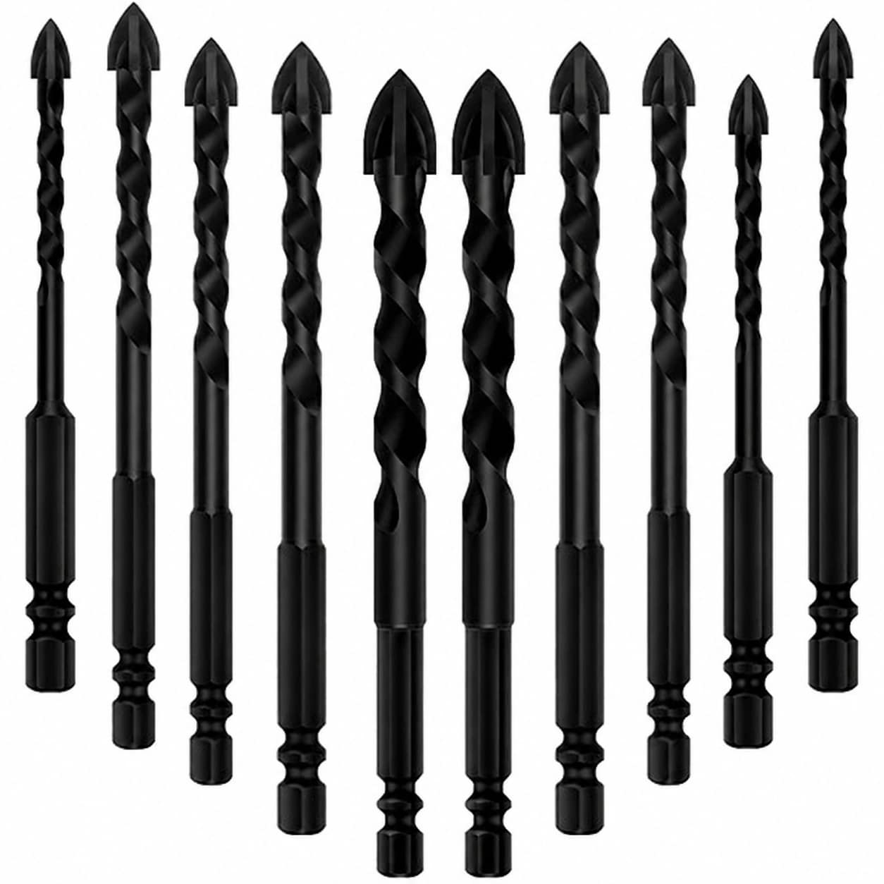 DYRCJ  Masonry Drill Bit Set 10 Pieces Concrete Drill Bits for Ceramic Tile Plastic Wall Brick Cement Wood Sizes 5mm to 12mm