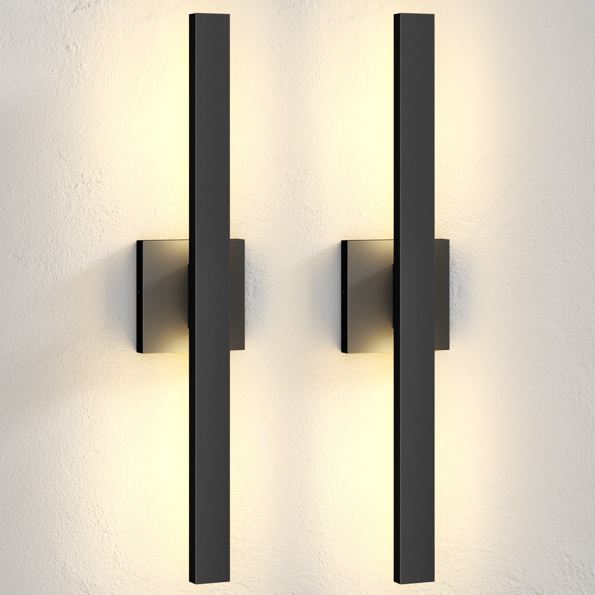 LamQee Exterior Wall Light 2 -Pack 23.6-in H Matte Black Hardwired Dark Sky Integrated LED Outdoor Wall Light
