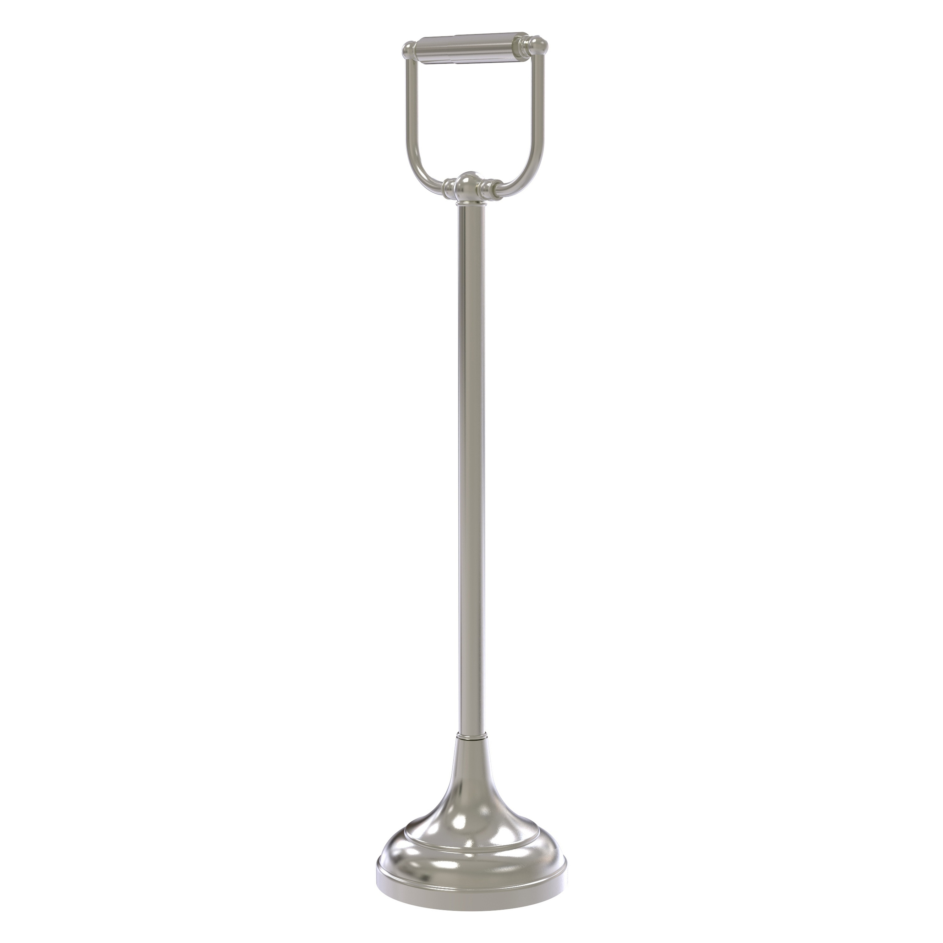 Allied Brass TS-24-SN Satin Nickel Freestanding Double post Toilet Paper Holder 1 -Rolls with Storage