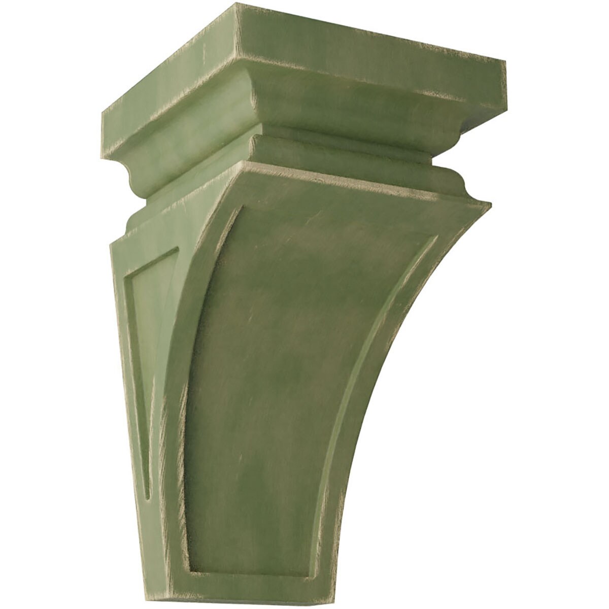 Ekena Millwork CORWD03X03X06NEGR 3.5-in x 3.75-in x 6-in Vintage Decor Finished Rubberwood Green Wood Paintable/Stainable Corbel
