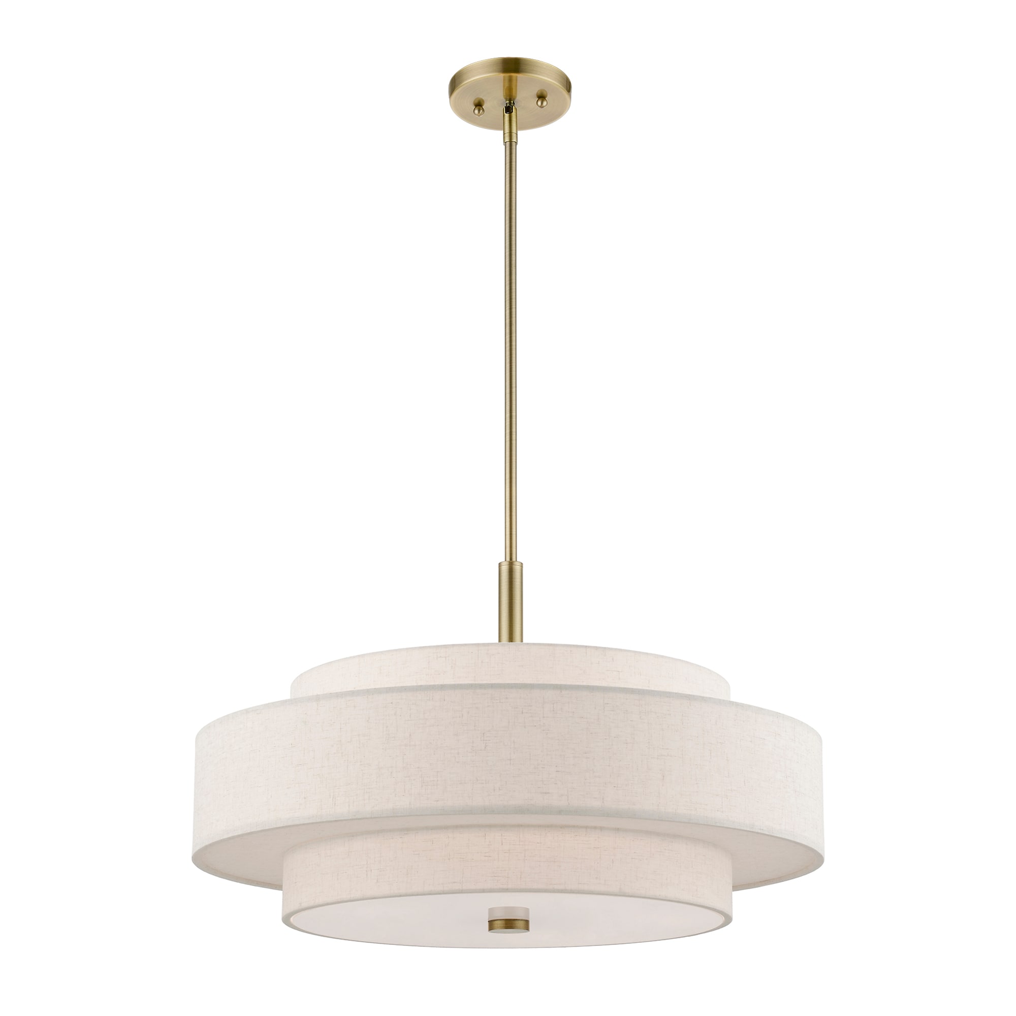 Monroe Antique Brass Triple Drum Shade 5-Light Pendant