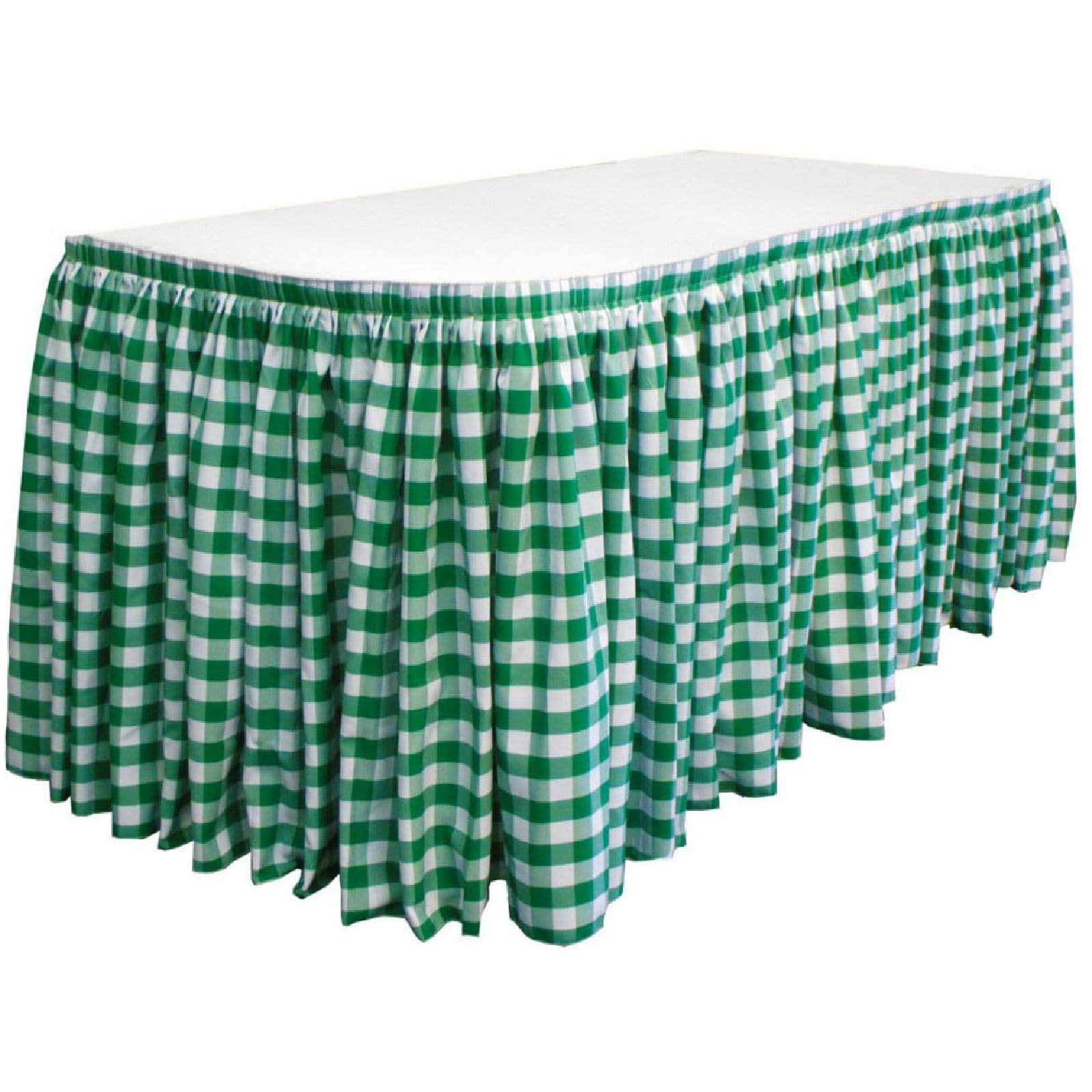 Slickblue Indoor and Outdoor Table Skirt Gingham Checkered Polyester Table Cover for 6/8/12 Ft Banquet Table Multiple Color and Size Options