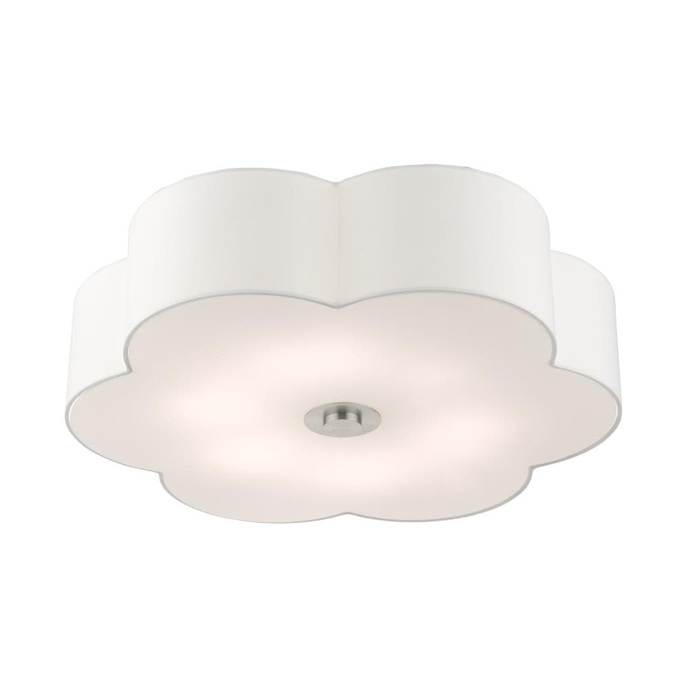Chelsea Brushed Nickel 6-Light Semi-Flush Mount with Scalloped Shade