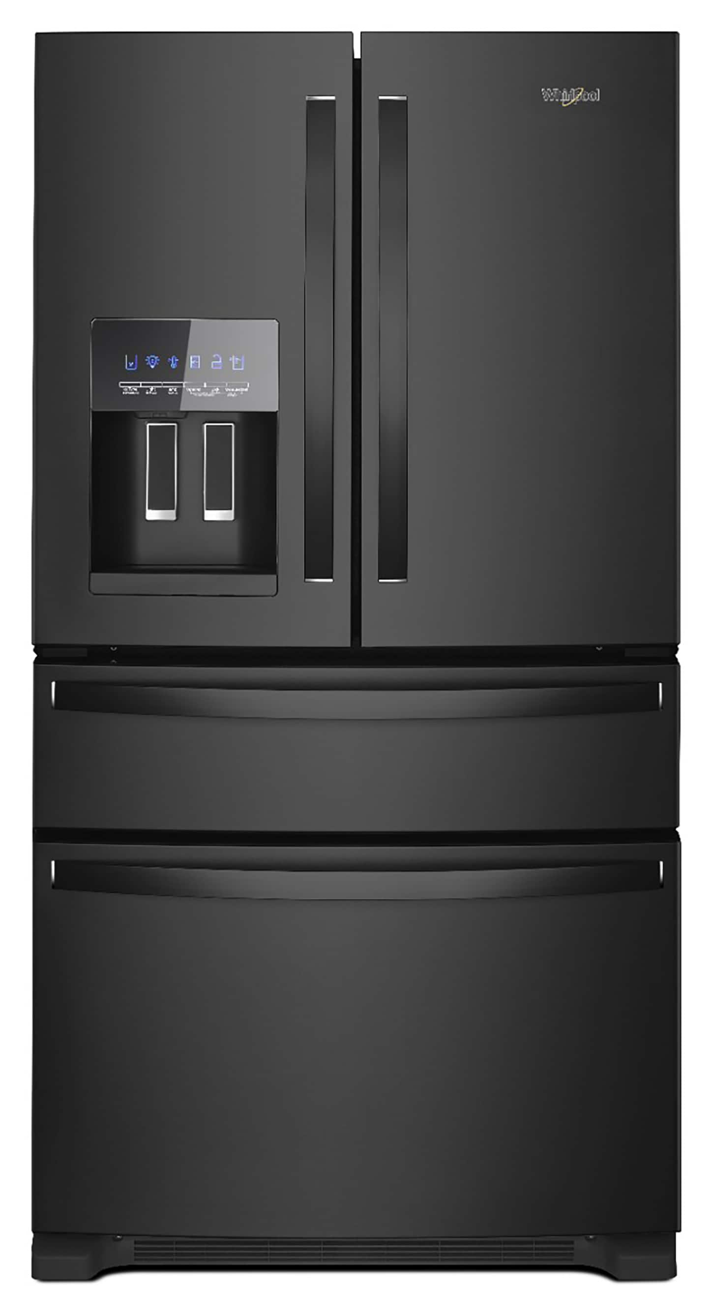 Whirlpool WRMF3636RB Standard-Depth 24.5-cu ft 4 -Door French Door Refrigerator with Ice Maker with Water and Ice Dispenser ( Black ) ENERGY STAR Certified