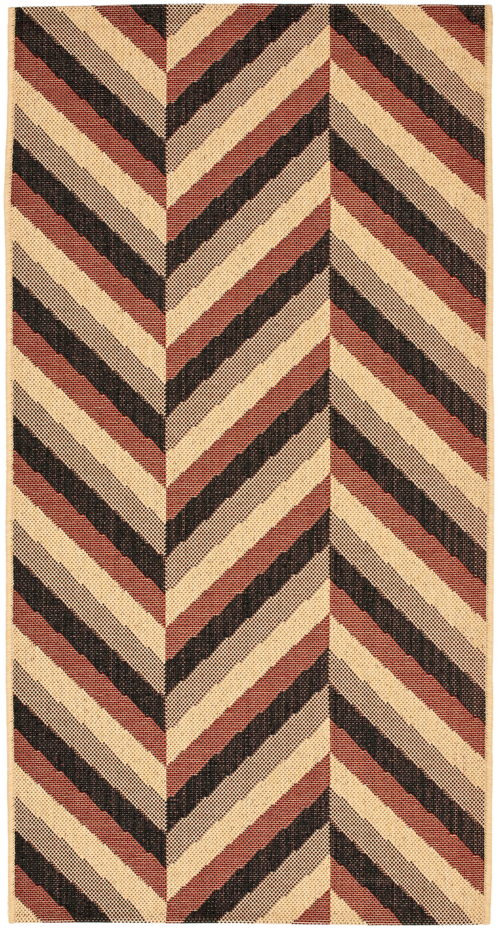 Safavieh CY6574-16-3 Courtyard 3 x 5 (ft) Loomed Polypropylene Creme/Black Rectangular Indoor/Outdoor Stripe Coastal Throw rug