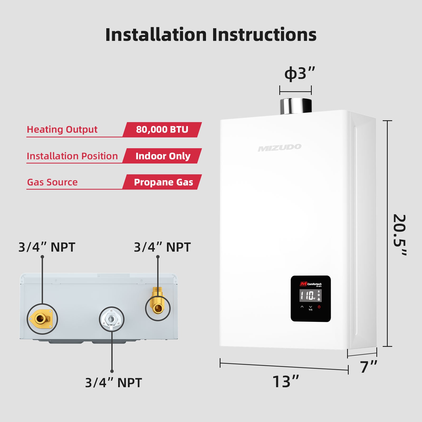 Mizudo FDG-CS80W-LP Gas-Water-Heaters - View #2