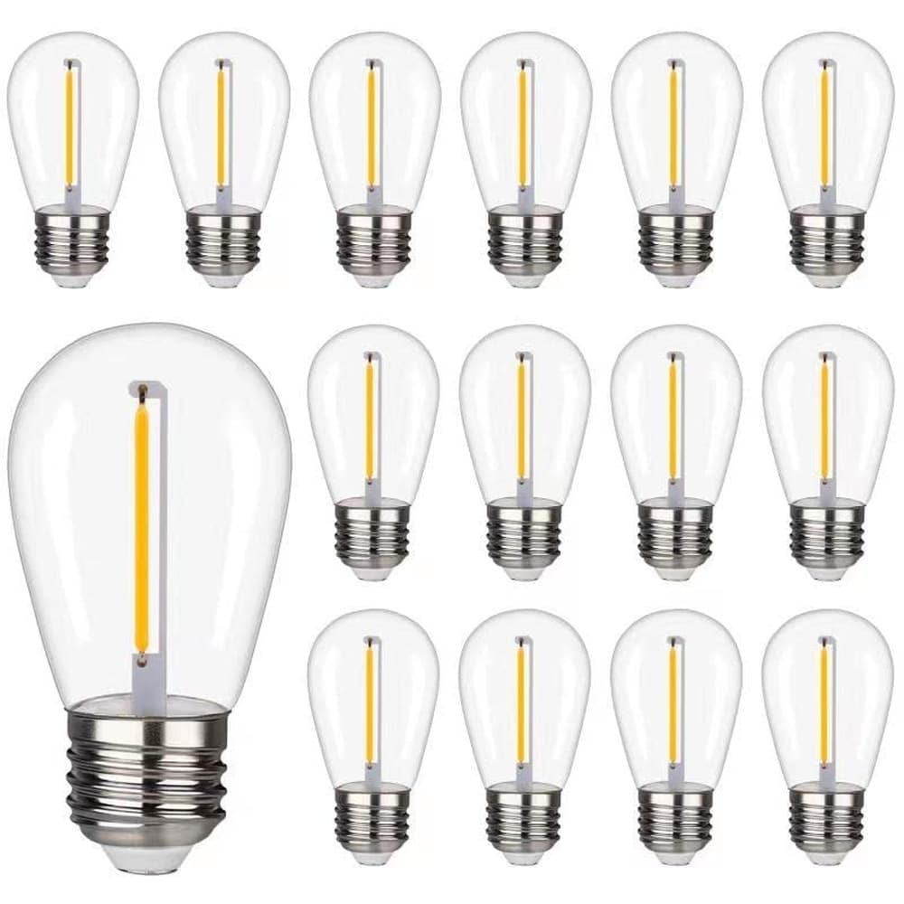 Vrbgify  Shatterproof LED String Lights Warm White 2200K Waterproof Indoor Outdoor Use E26 Base 70 Lumens Retro Style 15 Pack Long Life
