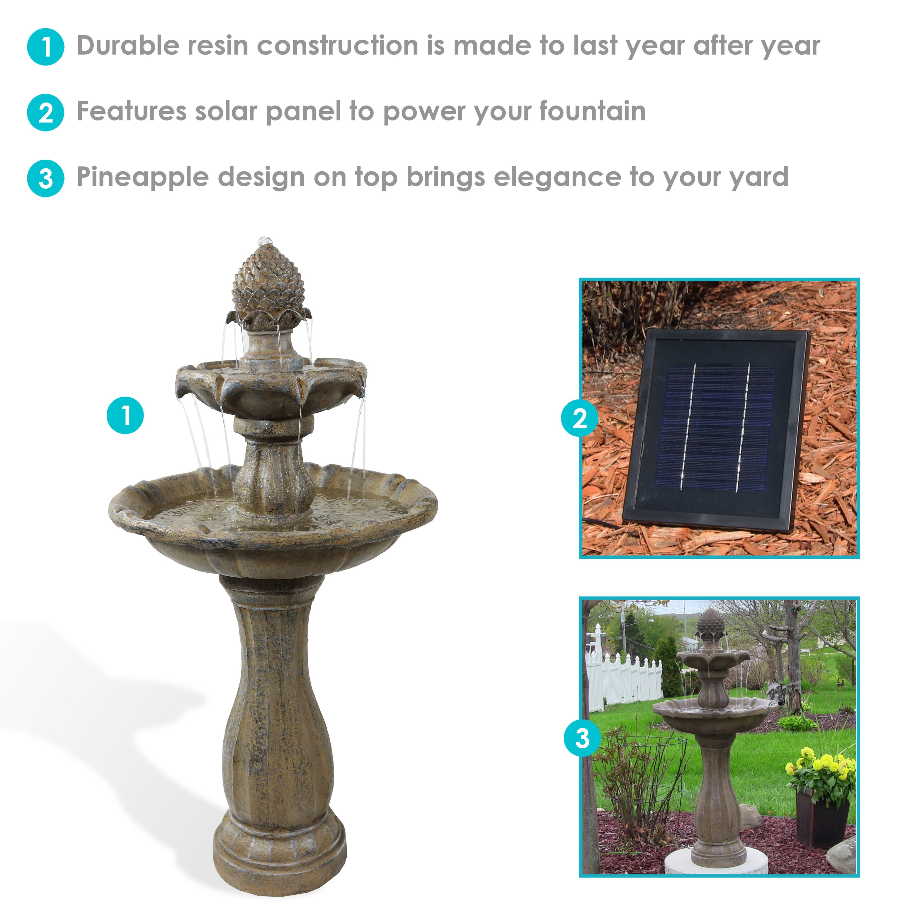 Sunnydaze Decor 46-in H Resin Tiered Fountain Outdoor Fountain in the ...