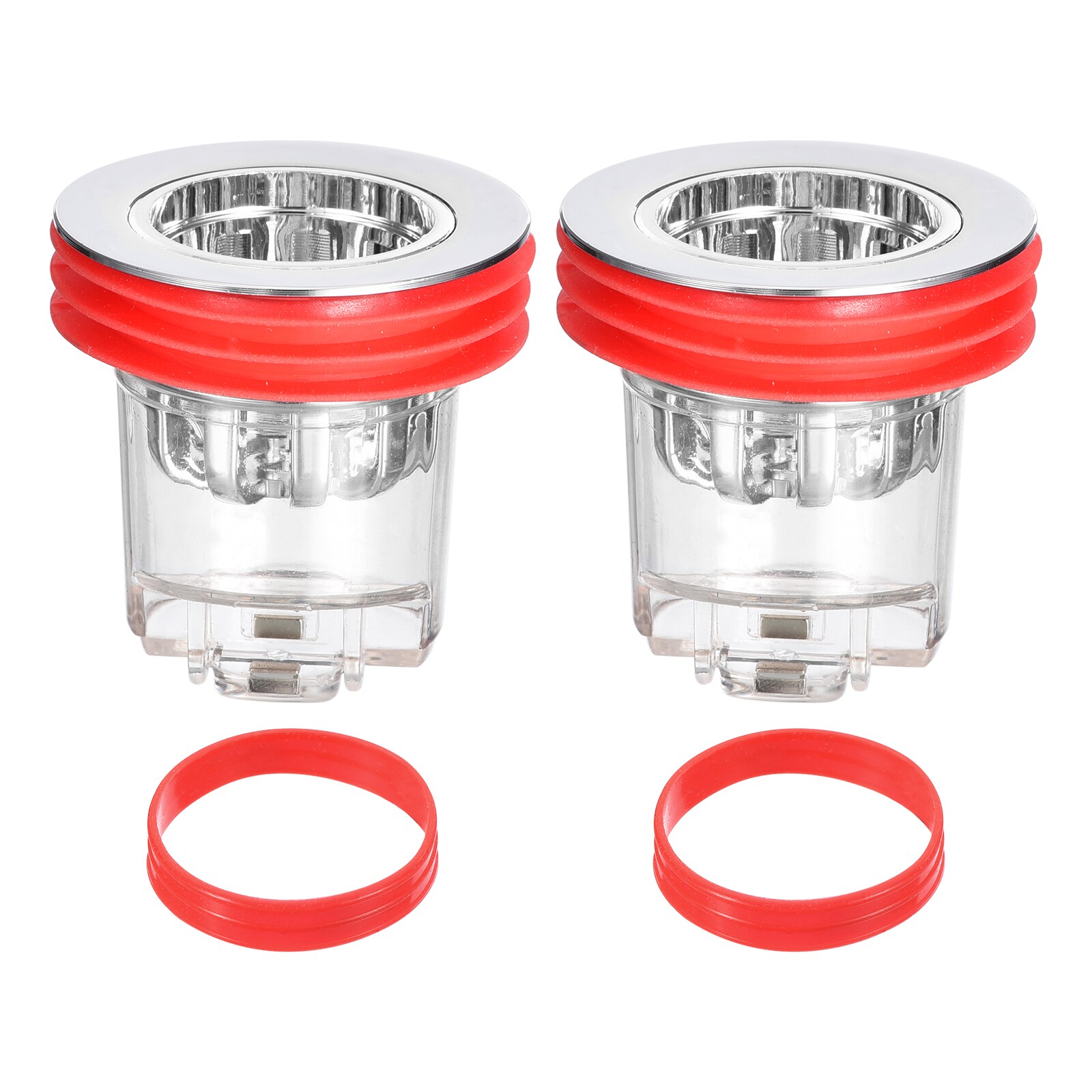 Unique Bargains 2pcs Odor Proof Floor Drain for 1.5 inch to 1.7 inch Holes Toilet Floor Drain Backflow Preventer with Basket for Floor Water Drainage Silver Tone Red
