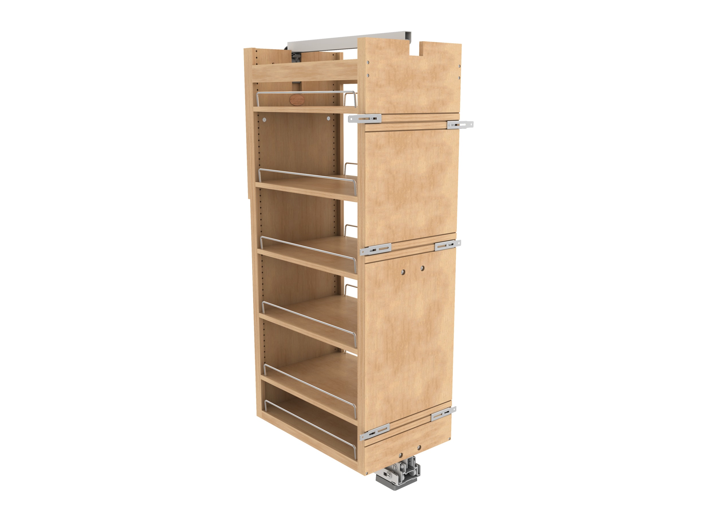 Rev-A-Shelf 448-TPF51-14-1 448 (Tall) Series 14-Inches W x 44.875-Inches H x 22.39-Inches D 5 -Tier Cabinet-mount Light Brown Wood Soft Close Pull-out Sliding shelf kit