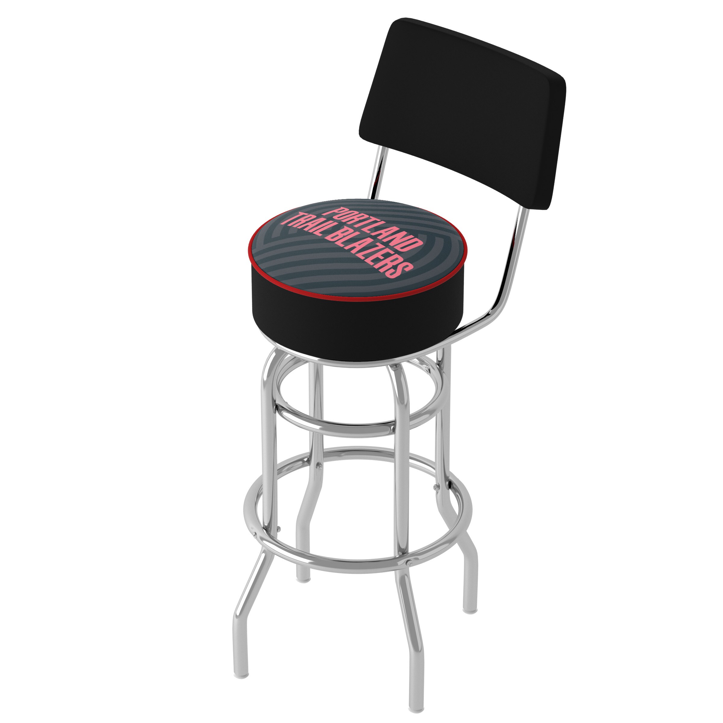 Trademark Gameroom NBA1100-PTB2-TWN Portland Trail Blazers 31-in H Bar height (28-in to 33-in) Round Seat Upholstered Swivel Metal Back Bar Stool Back