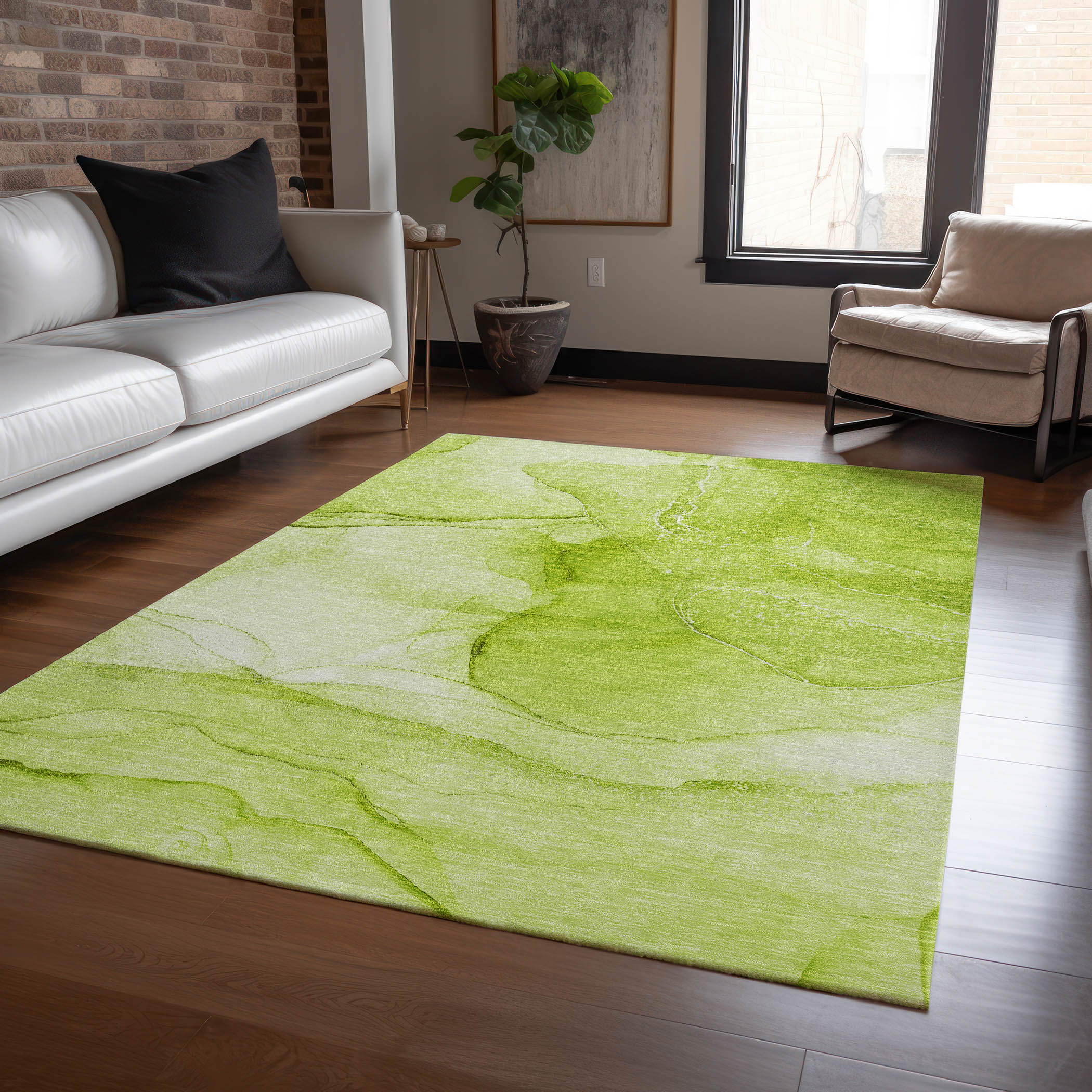 Addison Rugs ACN507GE5X8 Chantille ACN507GE 5 x 7 (ft) Polyester Green Rectangular Indoor/Outdoor Abstract Machine washable Area rug