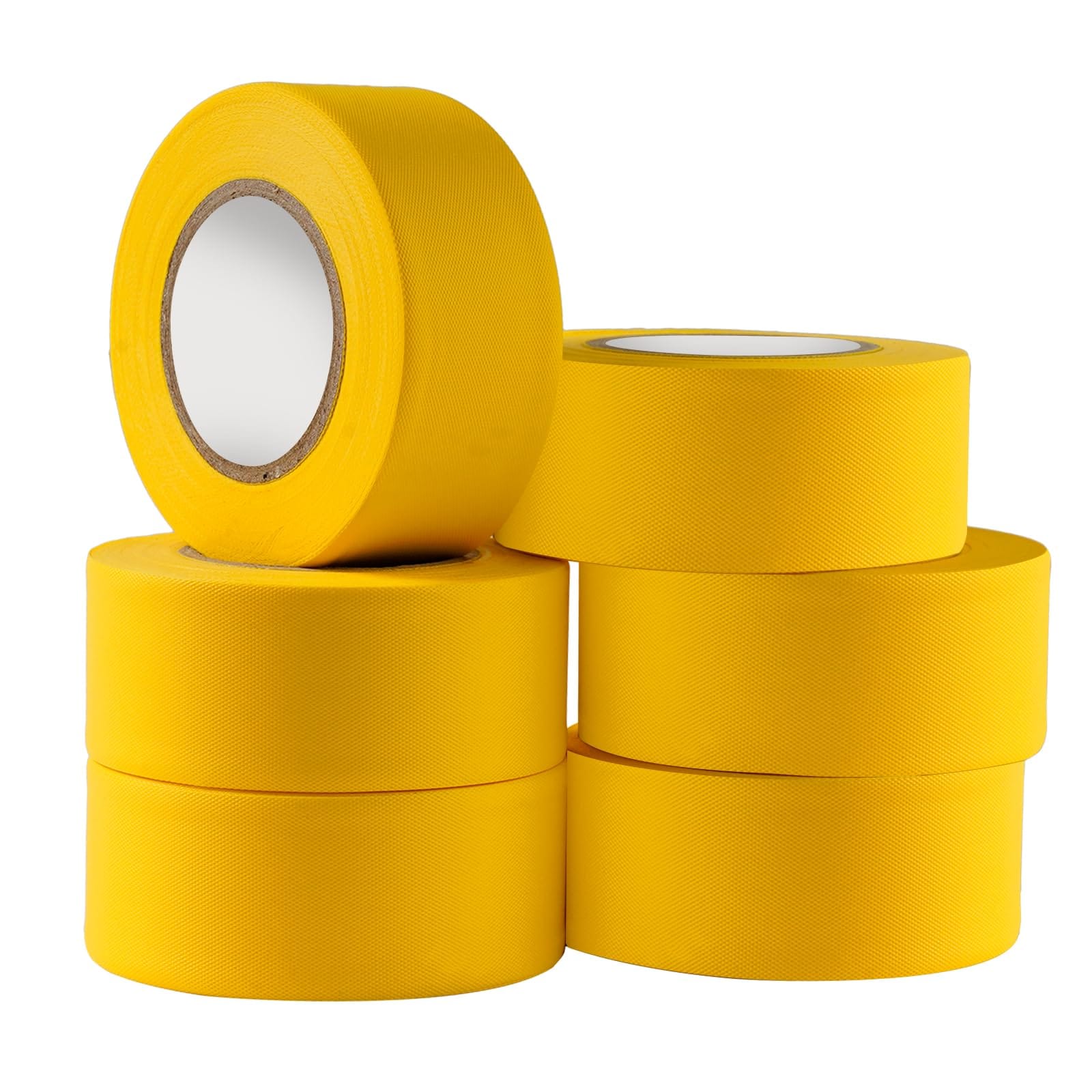 HTQXS  Yellow Flagging Tape Non Adhesive Marking Ribbon 1 18 Inch x 98 Foot 6 Roll Weatherproof High Visibility Tape for Tree Trail Boundary
