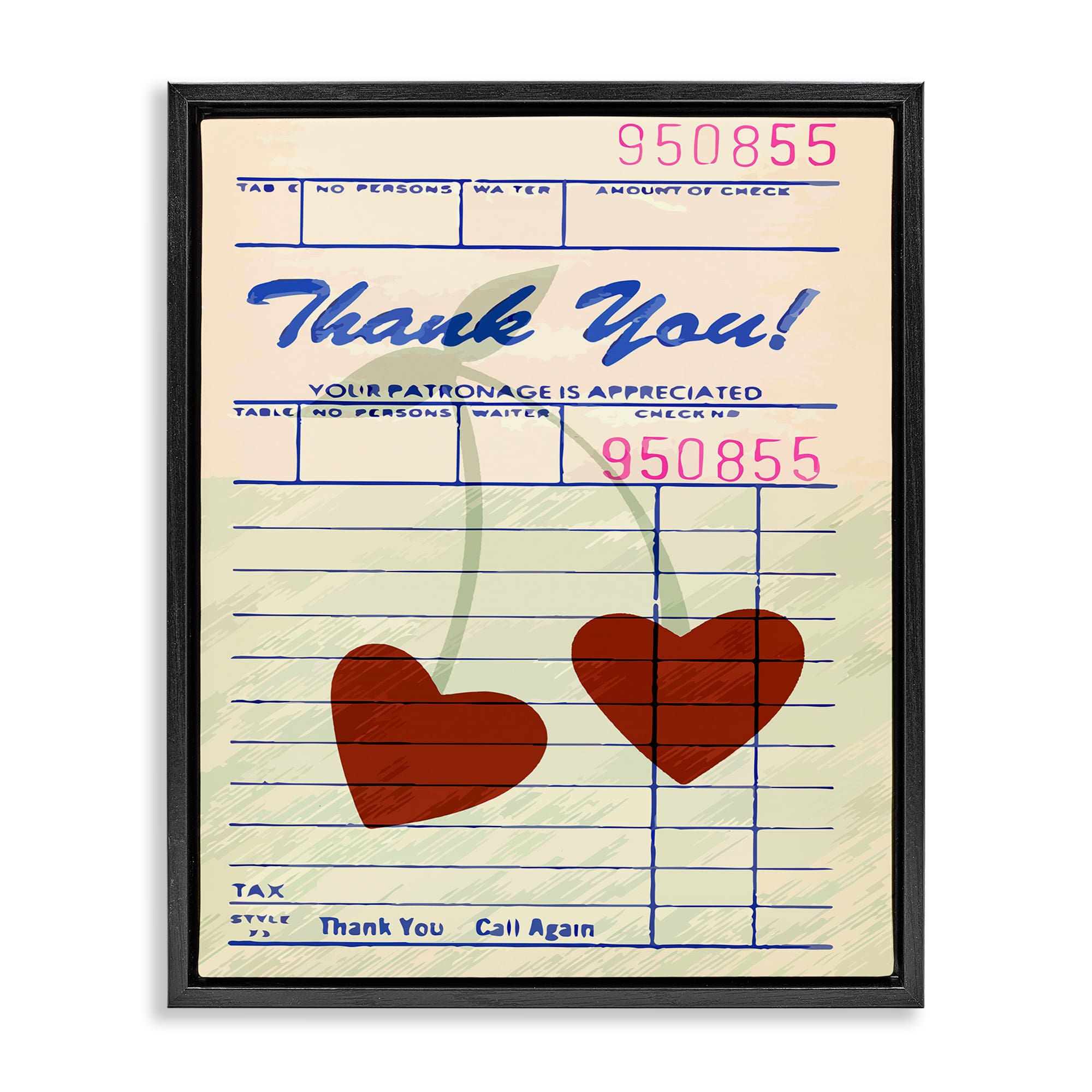 Stupell Industries BT-111-FFB-16X20 Cherries on Restaurant Check Black Framed Floater Canvas Wall Art By Lil Rue 17 x 21