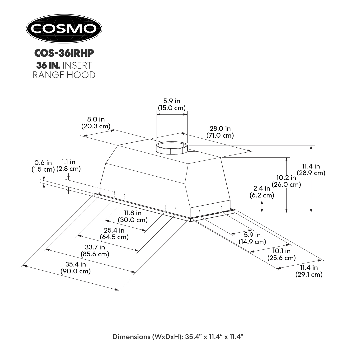 Cosmo COS-36IRHP-DL Undercabinet-Range-Hoods - View #6
