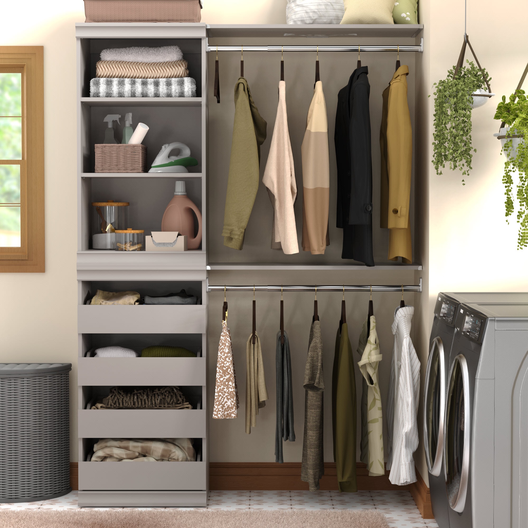 ClosetMaid Modular Storage 4.78-ft to 4.78-ft W x 6.7-ft H Smoky Taupe ...