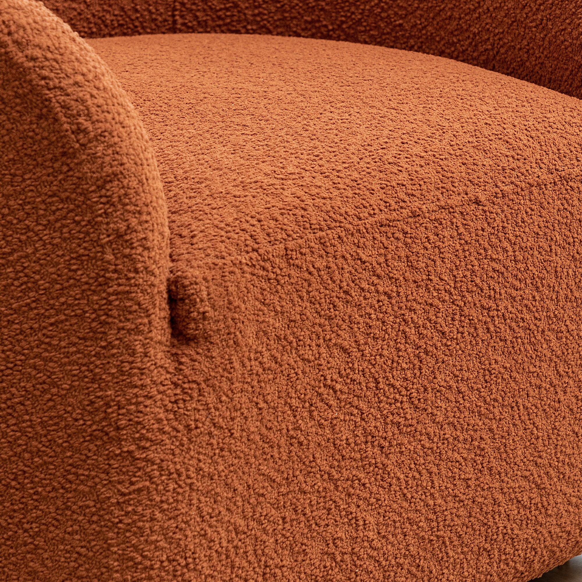 Caramel Boucle Upholstered Swivel Barrel Accent Chair