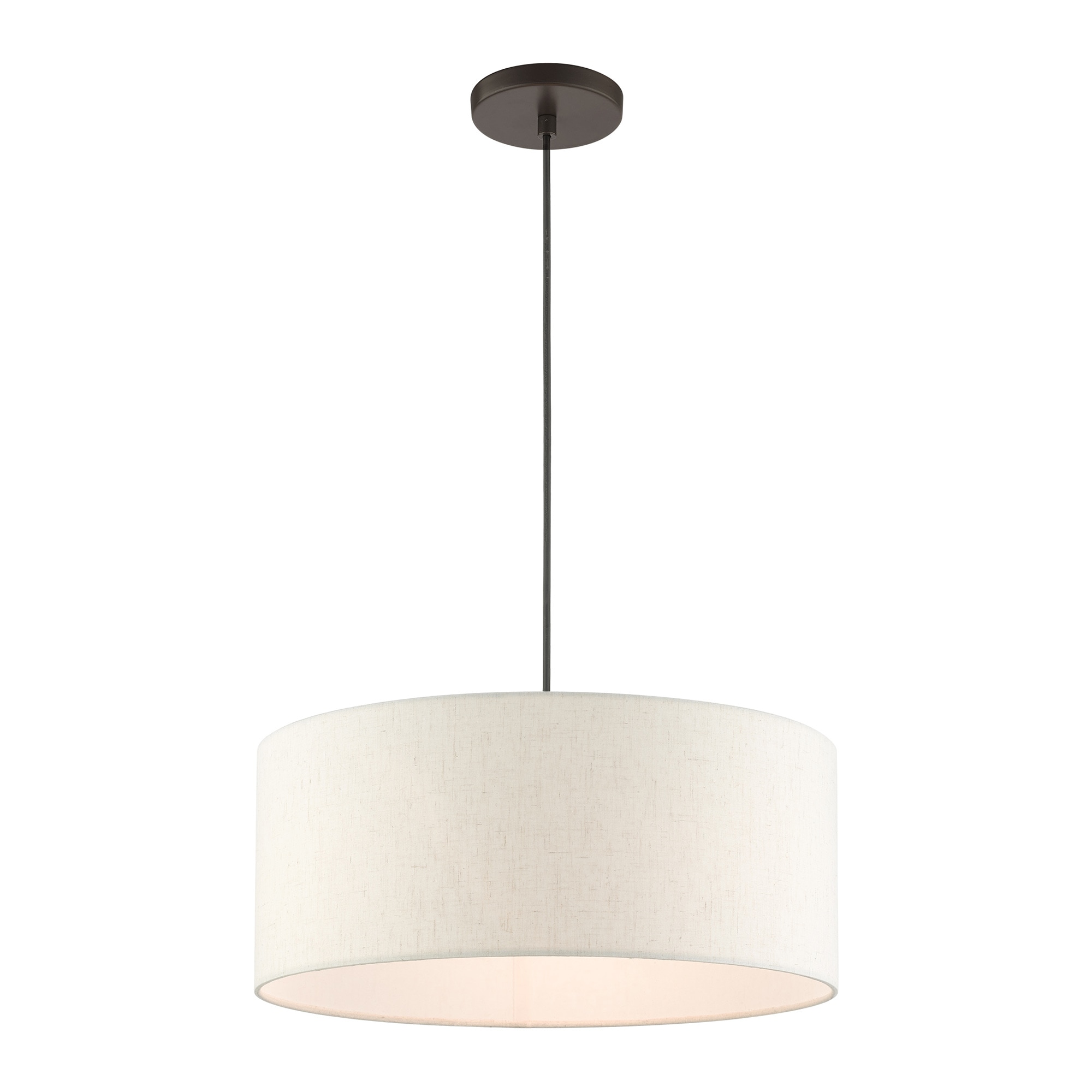 Meadow 3-Light English Bronze Drum Pendant with Oatmeal Shade