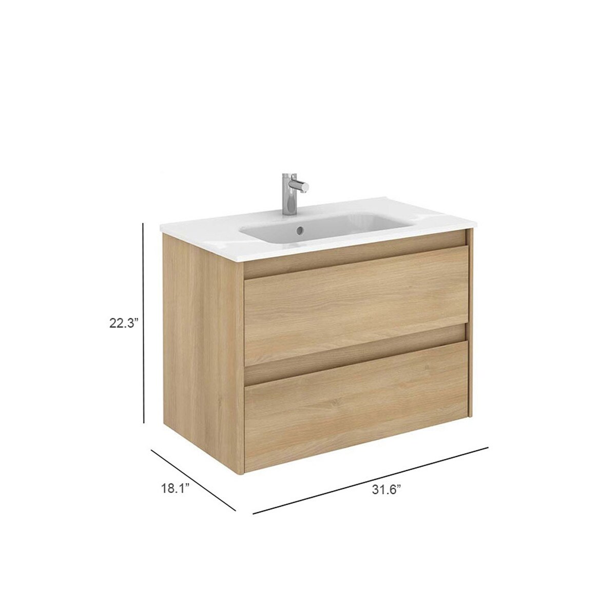 WS Bath Collections Ambra 32-in Nordic Oak Single Sink Floating ...