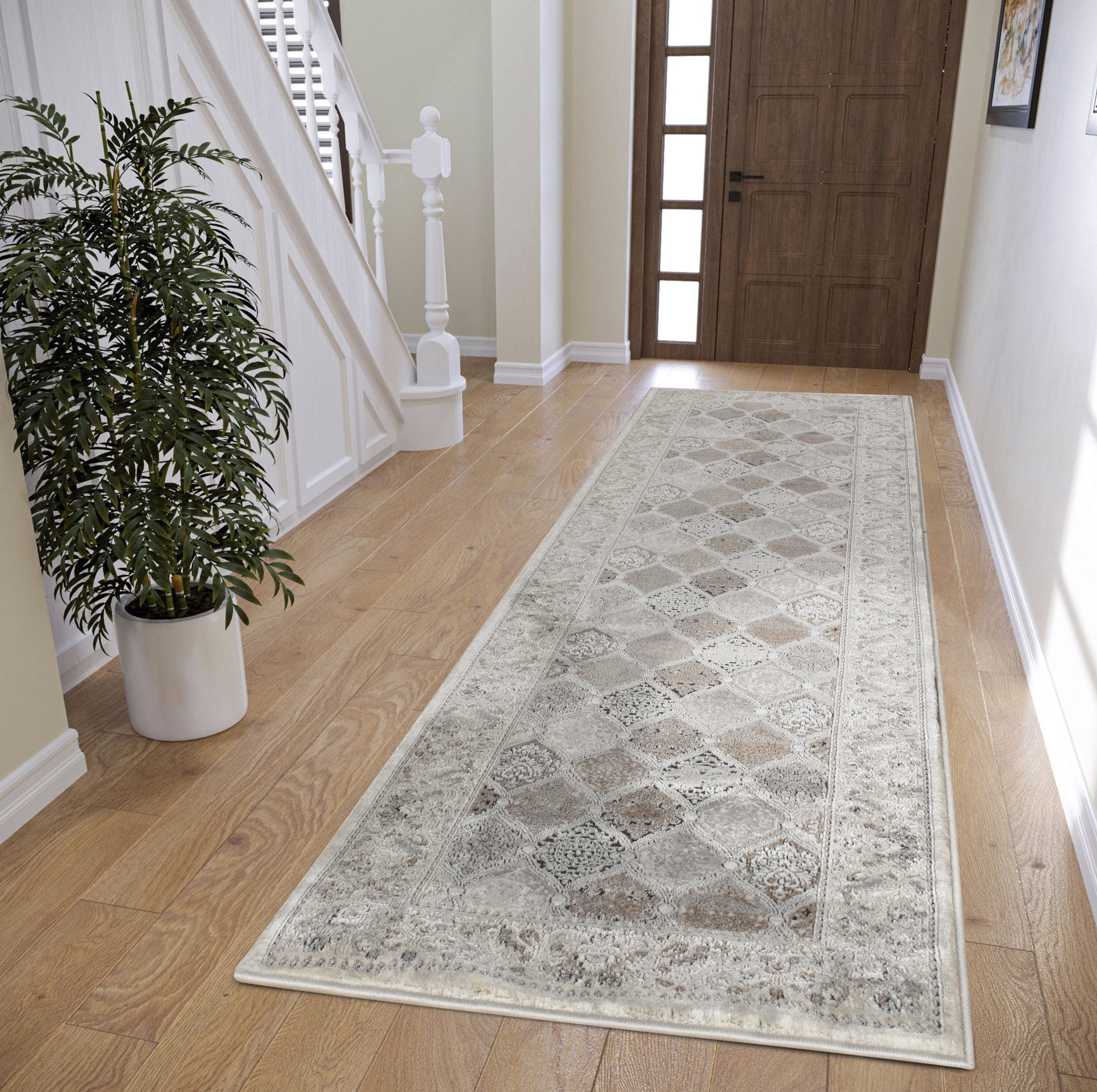 MDA Rugs OM0128 Omari 2 x 8 (ft) Polypropylene Gray/Blue Rectangular Indoor Abstract Area rug